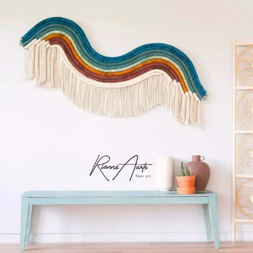 AYLA S-shape Fiber Art Wall Hanging, Textile Art Tapestry