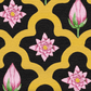 Gold Border Scallop and Lotus Hand Tufted Rug - Black