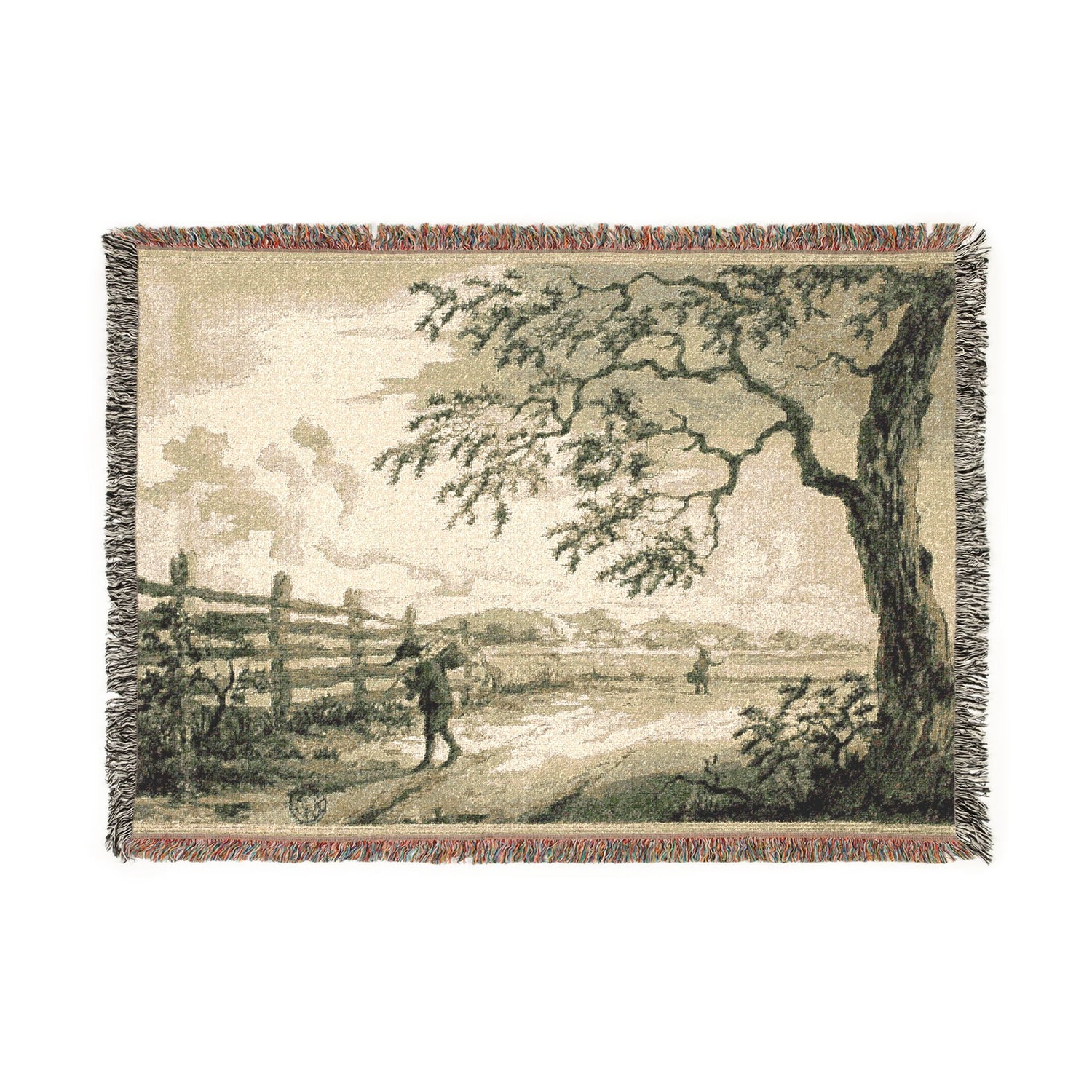 Figures with Baskets on Road - Jacob van Ruisdael Tapestry Blanket