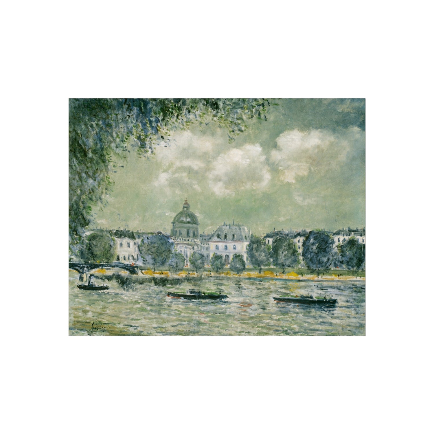 Alfred Sisley - Landscape along the Seine with the Institut de France and the Pont des Arts | Fine Art Poster