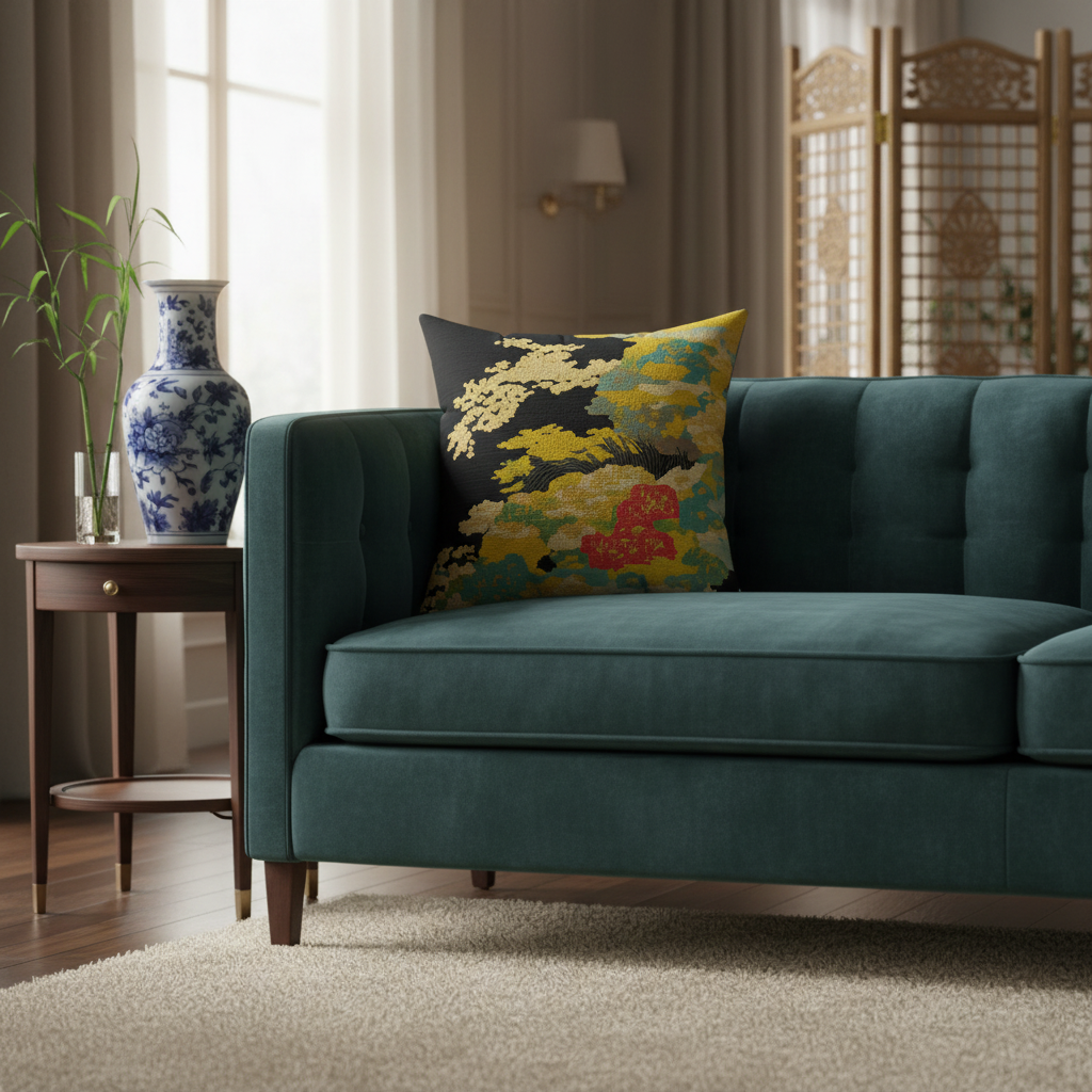 Golden Cloud Garden Throw Pillow