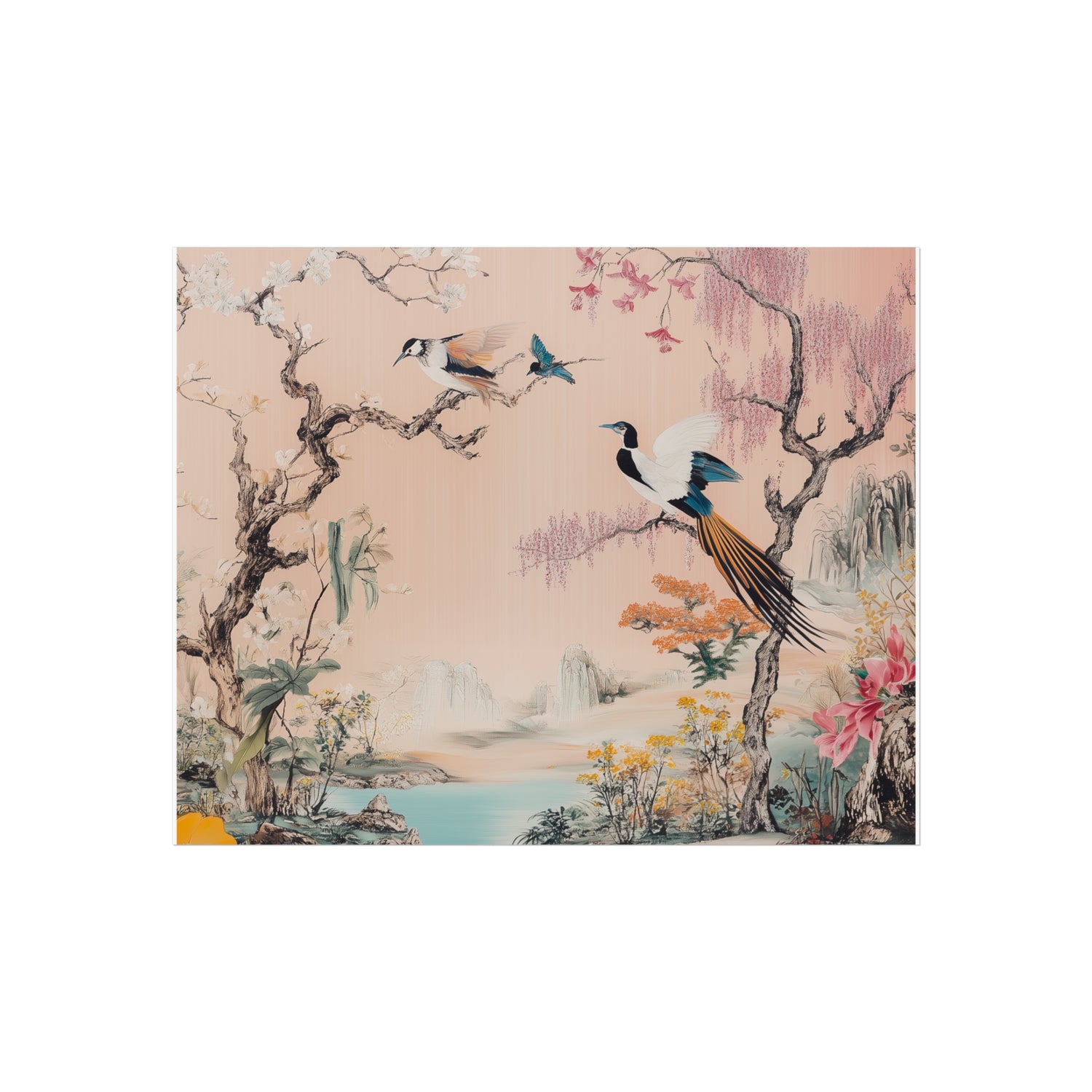 Serene Oriental Birdscape Fine Art Poster
