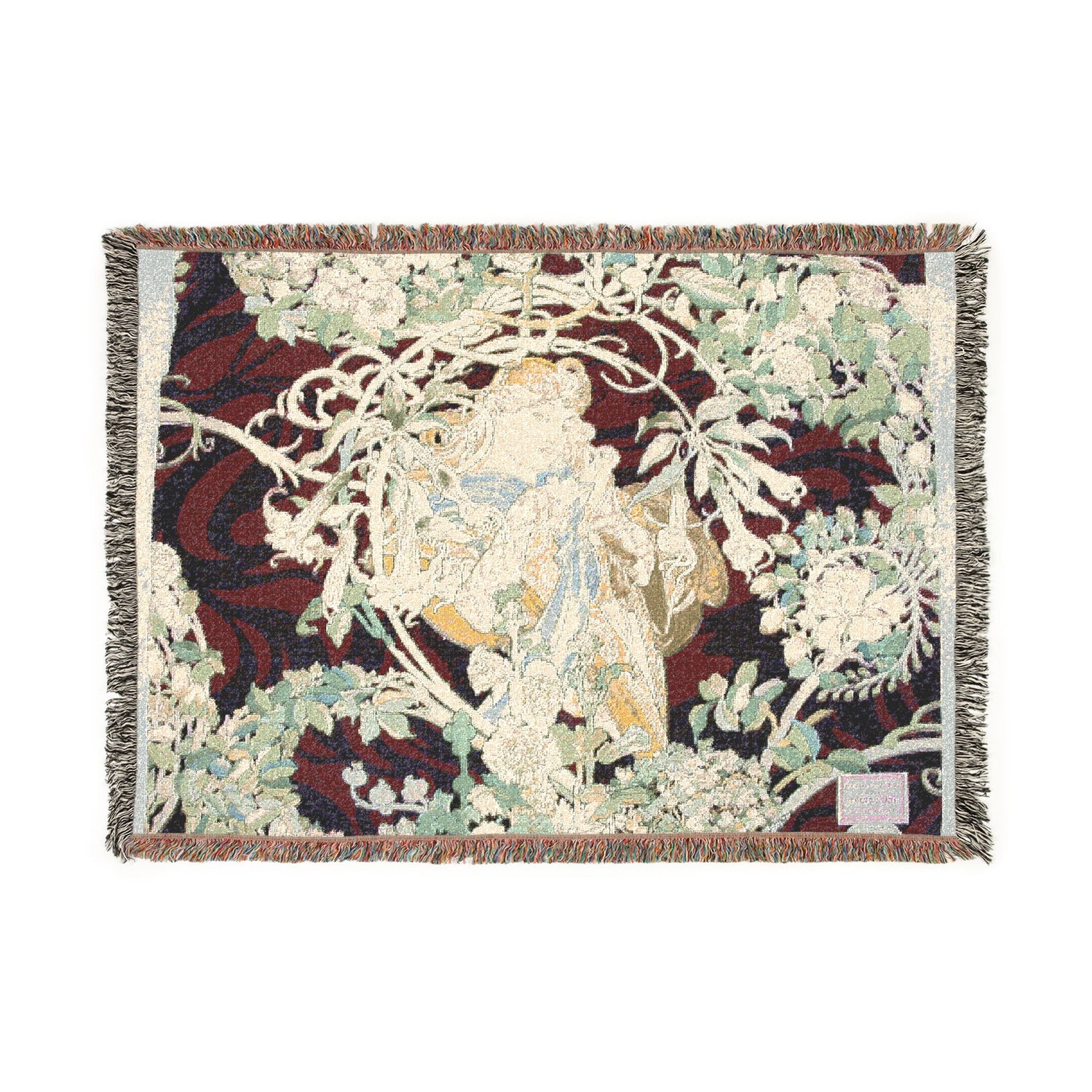 Woman with Daisy - Alphonse Mucha Tapestry Blanket