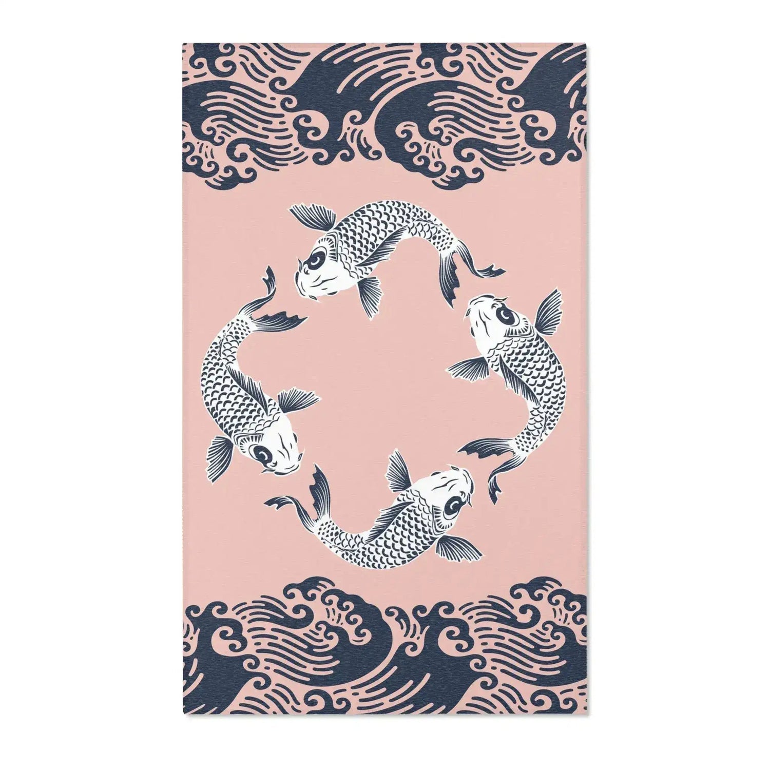 Blush & Navy Koi Wave Accent Rug