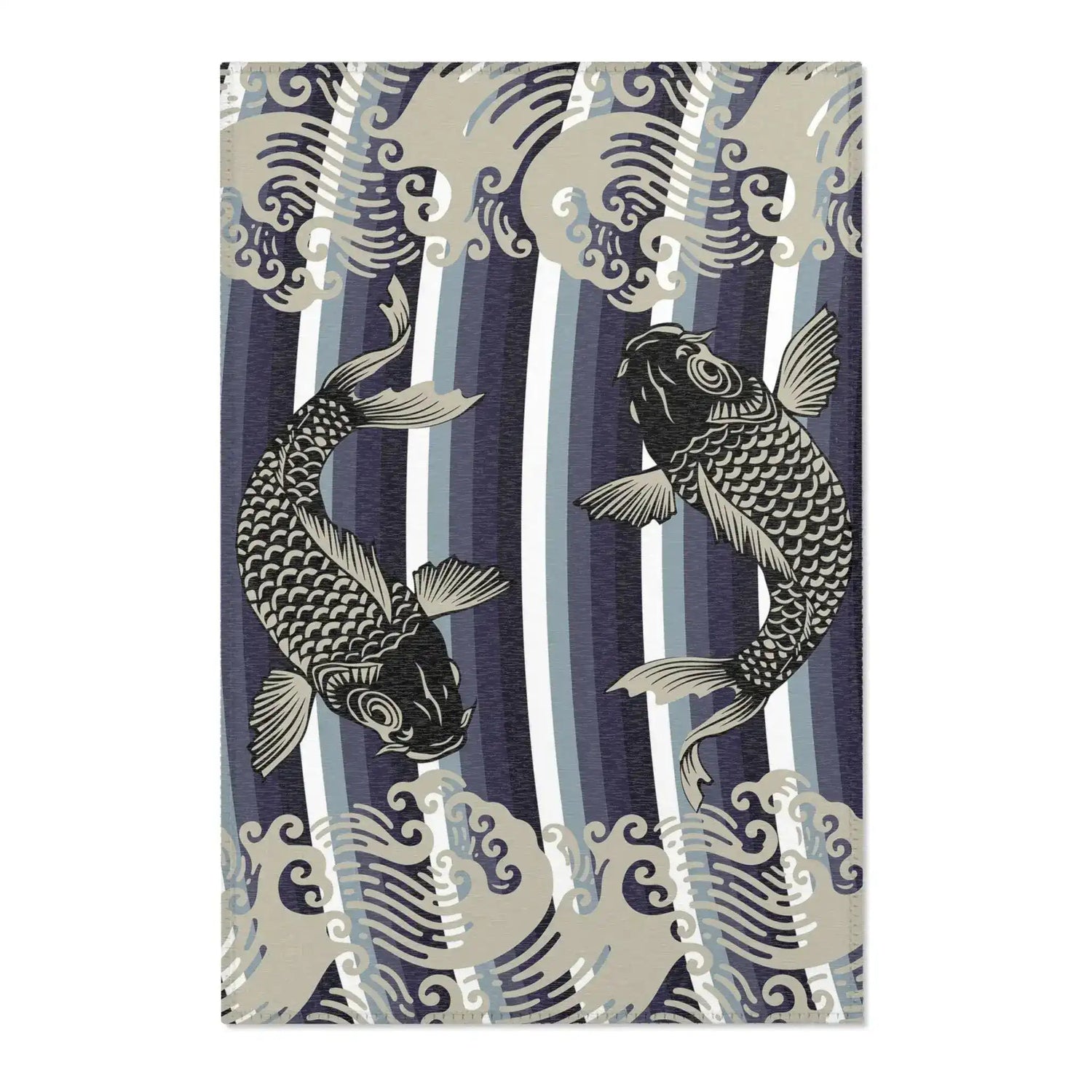 Taupe & Navy Koi Wave Accent Rug