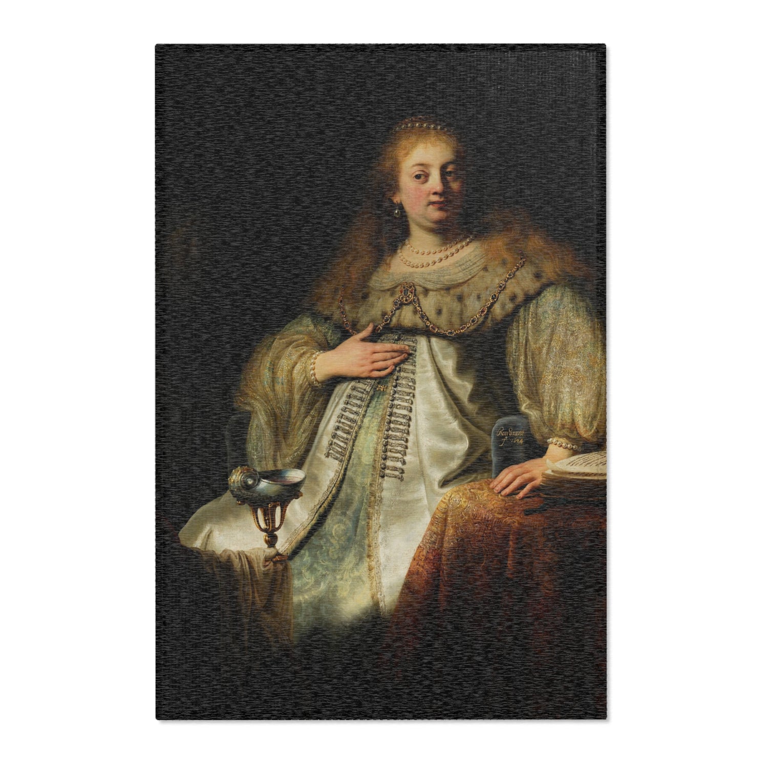Judith at the Banquet of Holofernes - Rembrandt van Rijn Area Rug