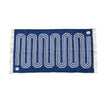 Handwoven Blue and White Snake Inspired Cotton Rug with Fringes