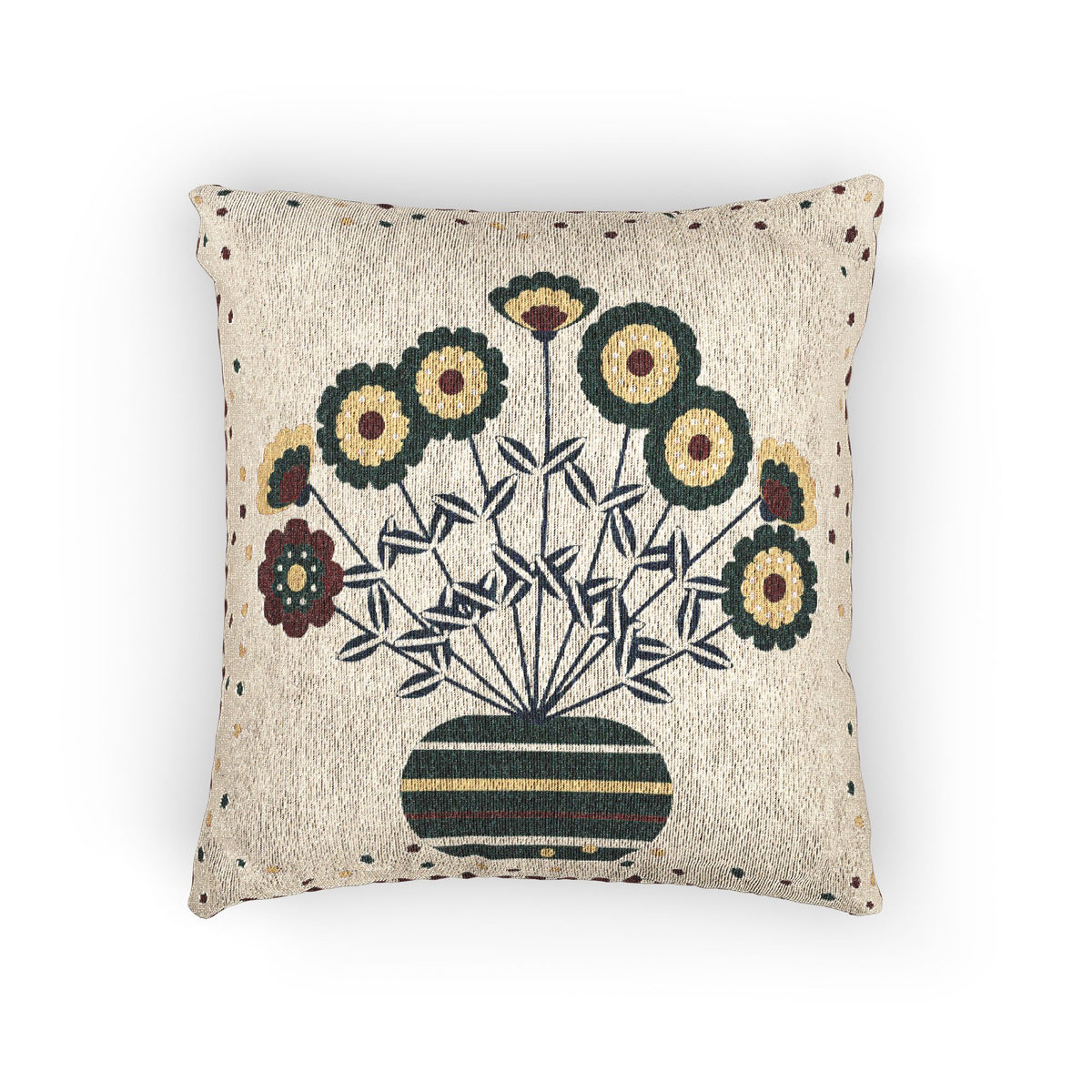 Ruby Folk Bouquet Woven Pillow