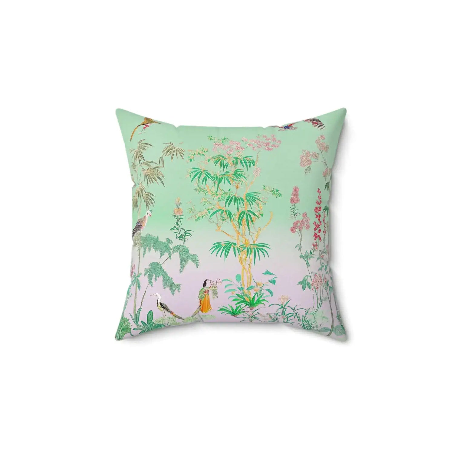Celadon Orchid Serenade Throw Pillow