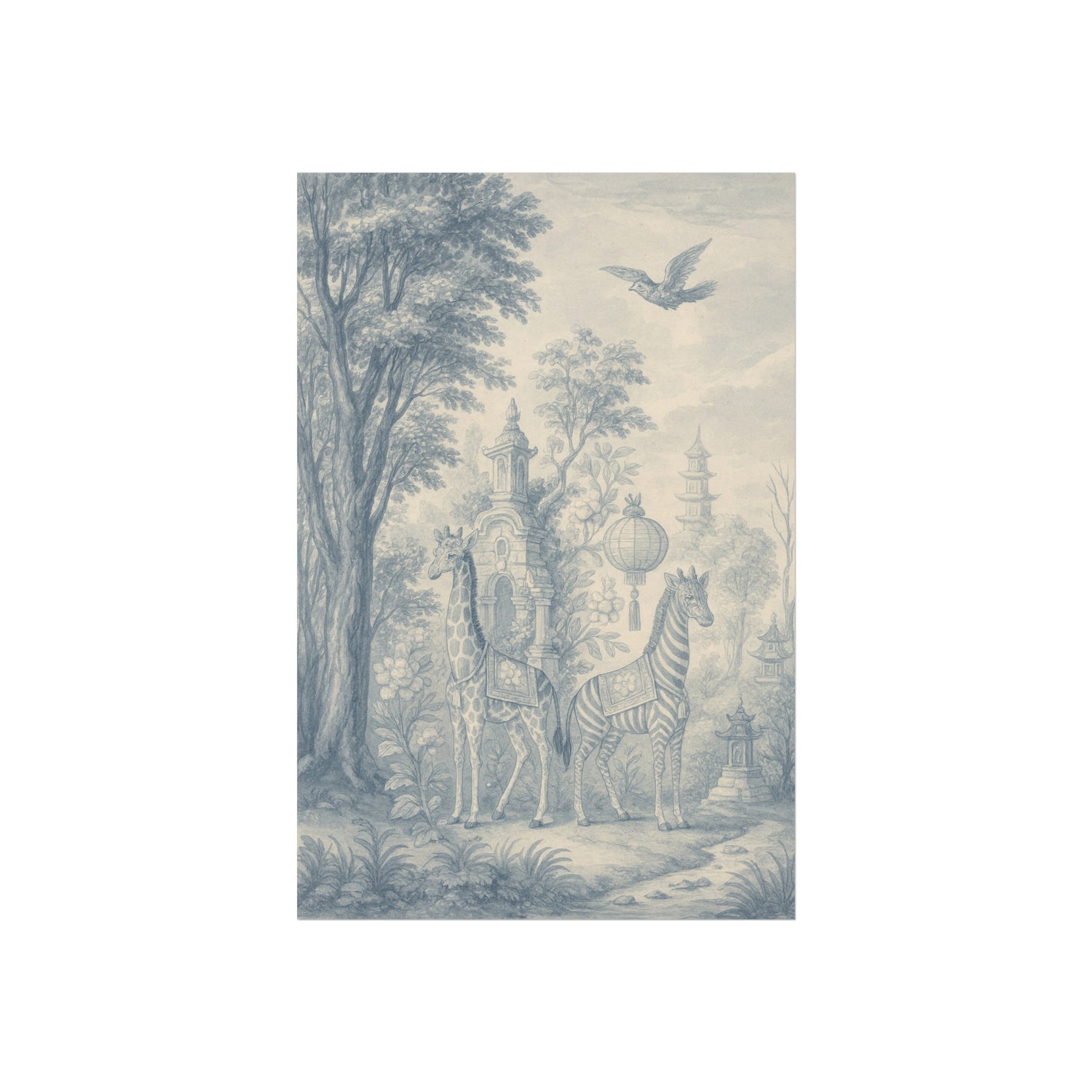 Giraffe and Zebra Dream Land Fine Art Poster