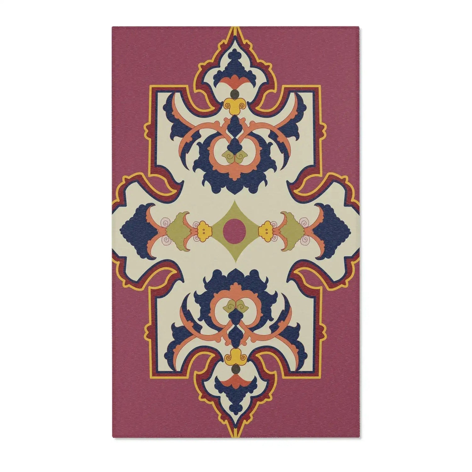 Ornate Medallion Maroon Accent Rug