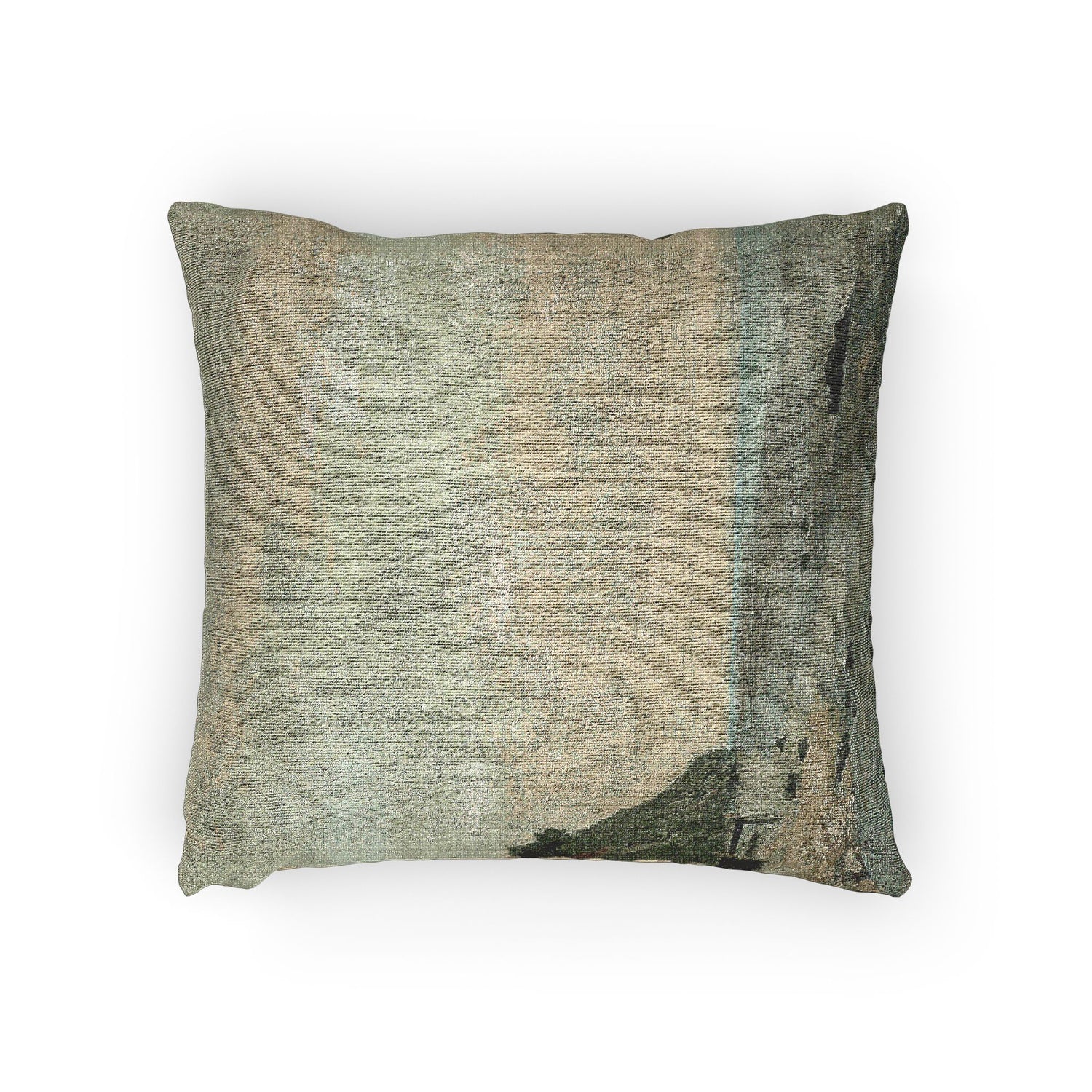 Gustave Courbet - Cliffs on the Sea Coast Small Beach, Sunrise (Falaise au bord de la mer, vu Petite Plage, soleil levan | Woven Pillow