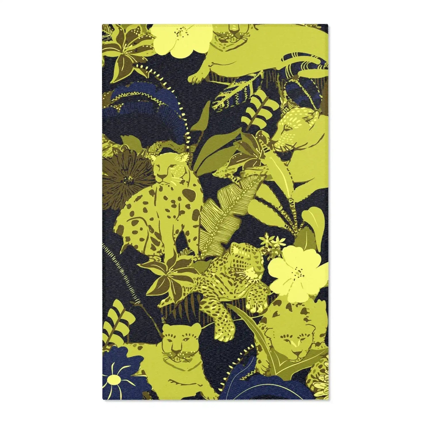 Yellow Leopard Floral Accent Rug