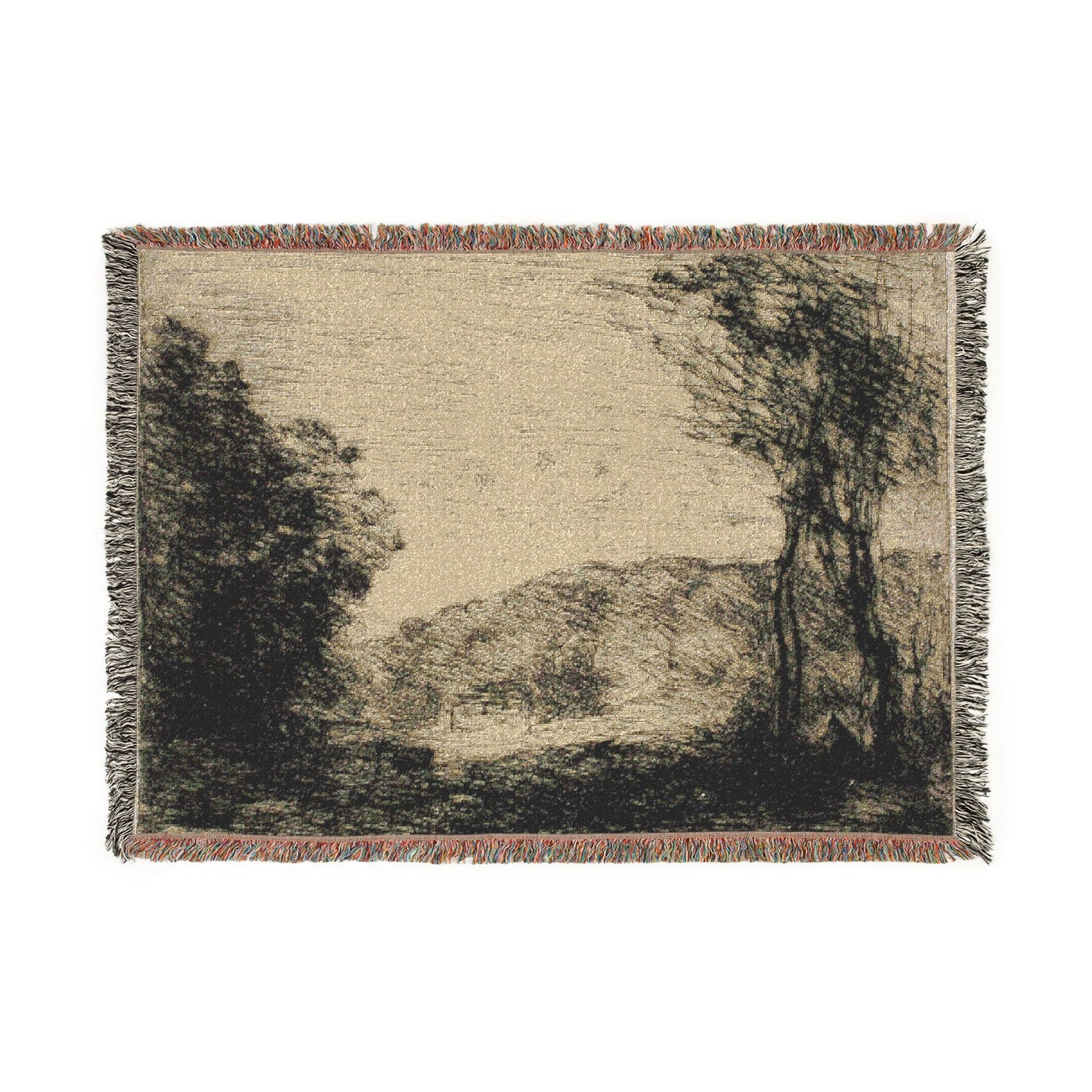 Wooded Countryside - Jean Baptiste Camille Corot Tapestry Blanket