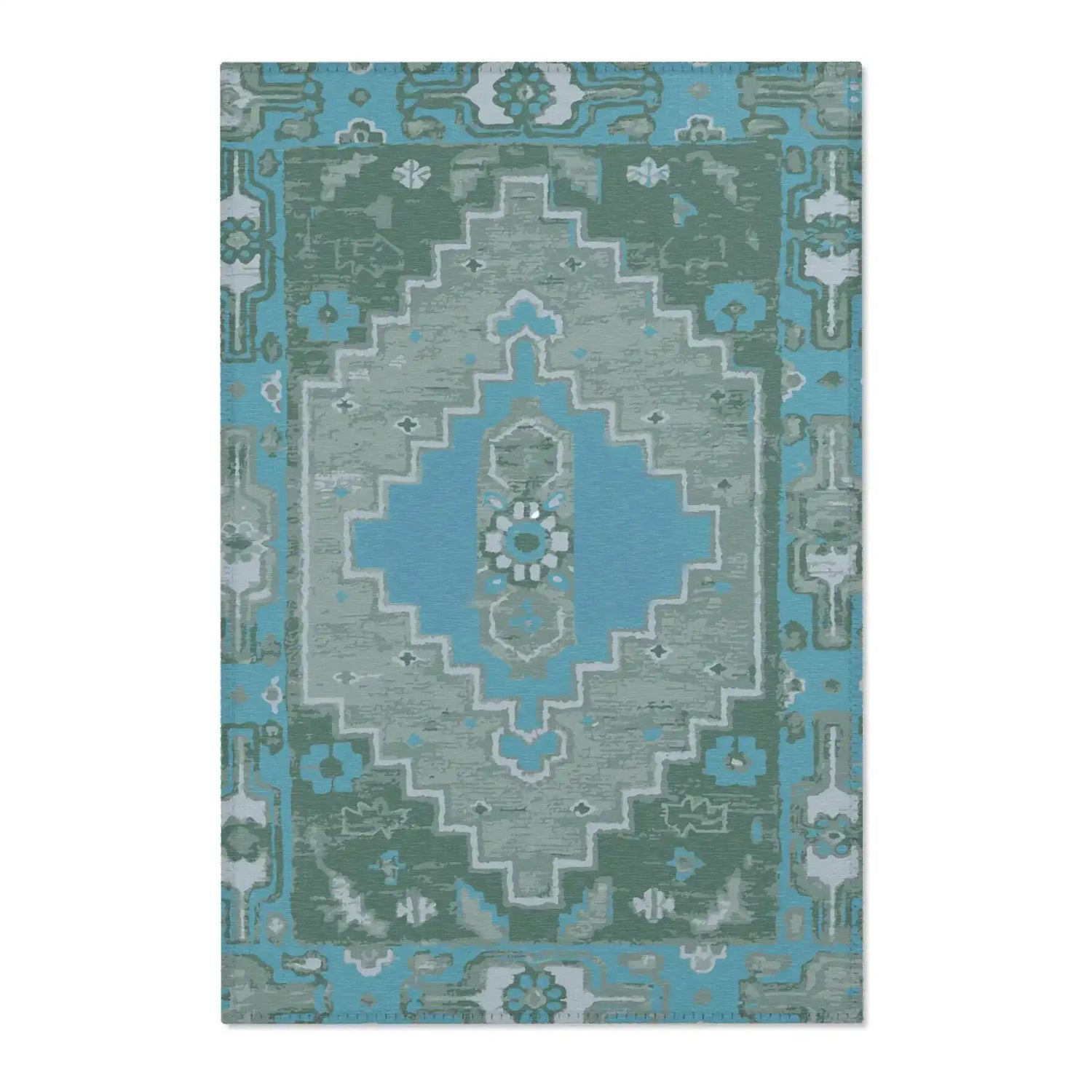 Turquoise & Sage Southwestern Geometric Accent Rug