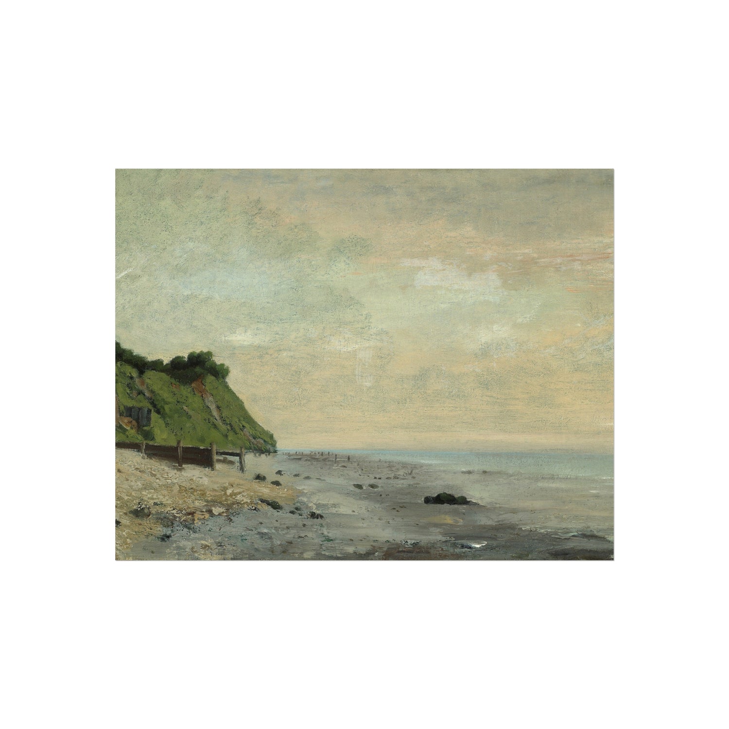 Gustave Courbet - Cliffs on the Sea Coast Small Beach, Sunrise (Falaise au bord de la mer, vu Petite Plage, soleil levan | Fine Art Poster