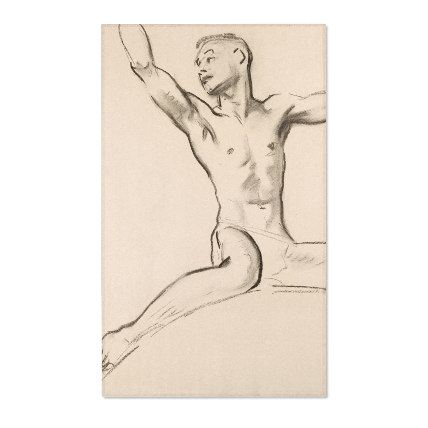 Seated Male Nude, Arms Uplifted - John Singer Sargent Area Rug