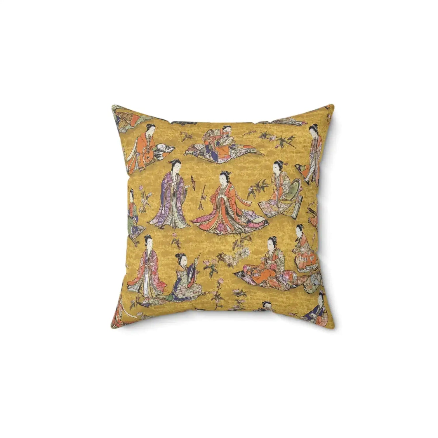 Vintage Japanese Print Throw Pillow