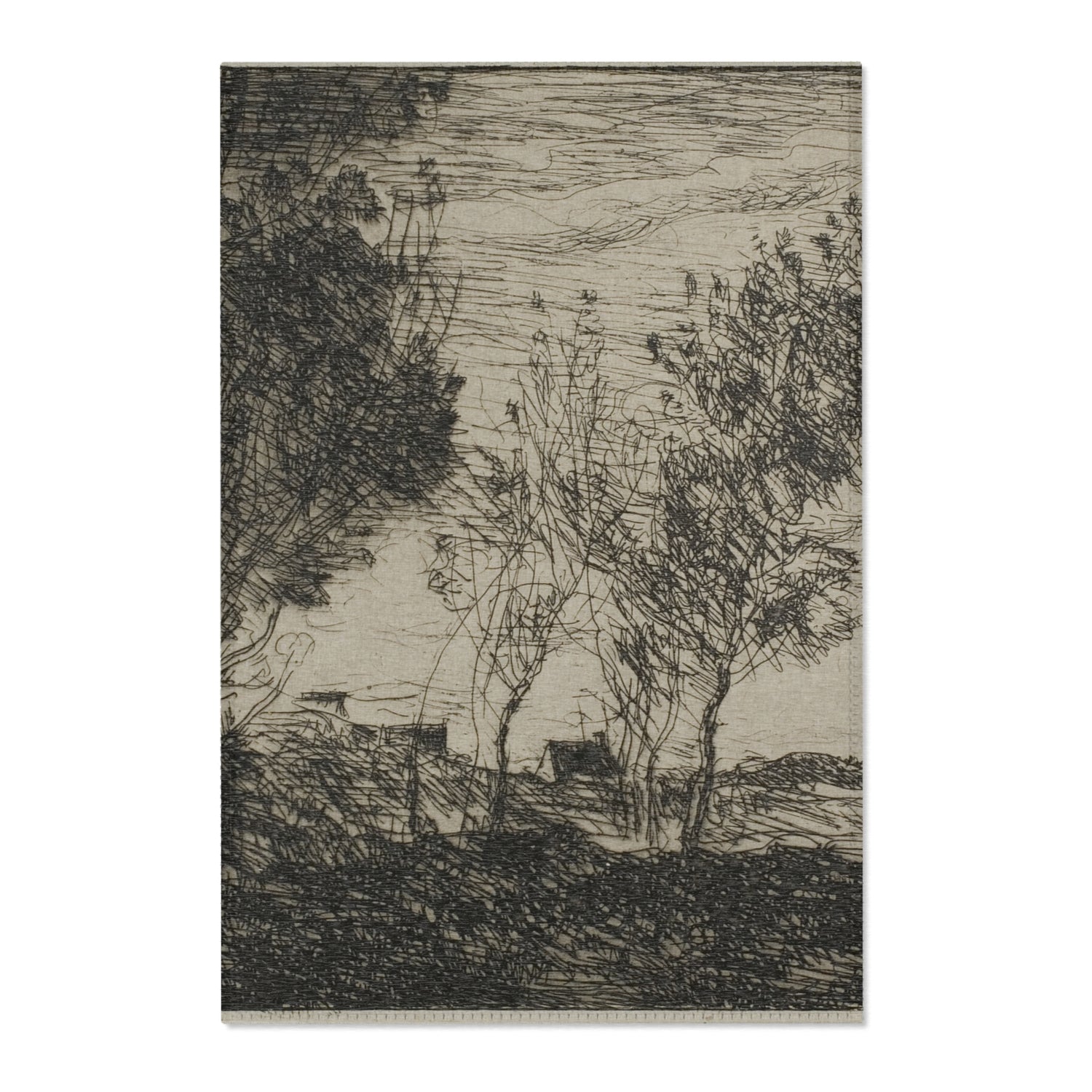In the Dunes Souvenir of the Woods of the Hague - Jean Baptiste Camille Corot Area Rug