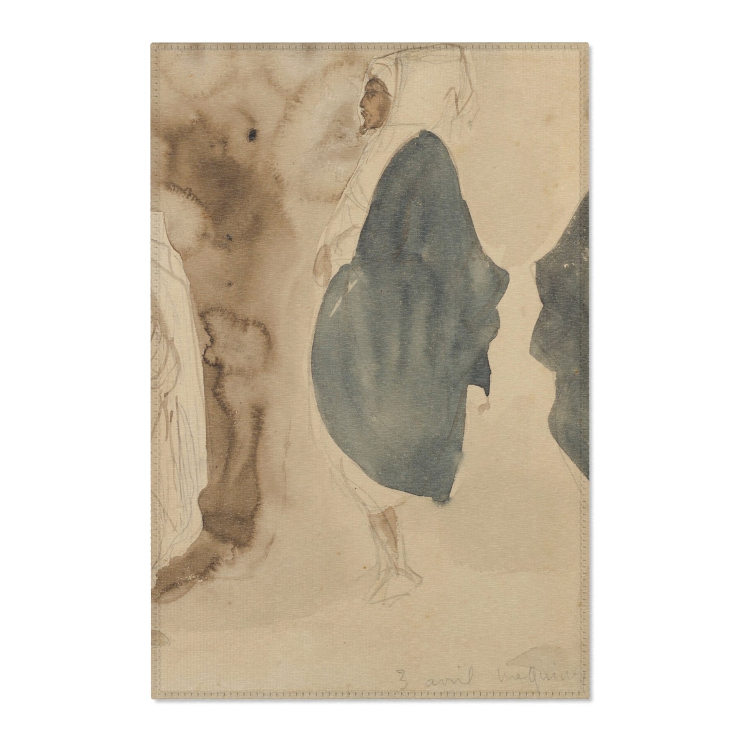 Four Sketches of Arab Men - Eugène Delacroix Area Rug