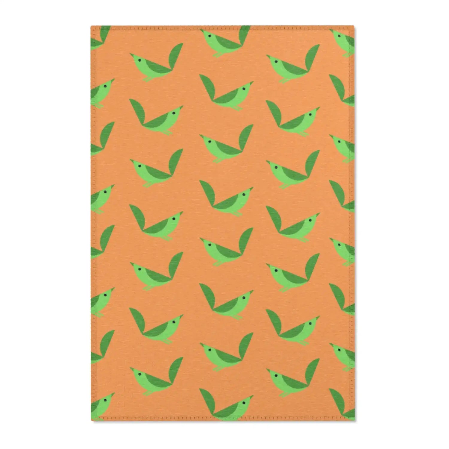 Whimsical Green Birds Accent Rug