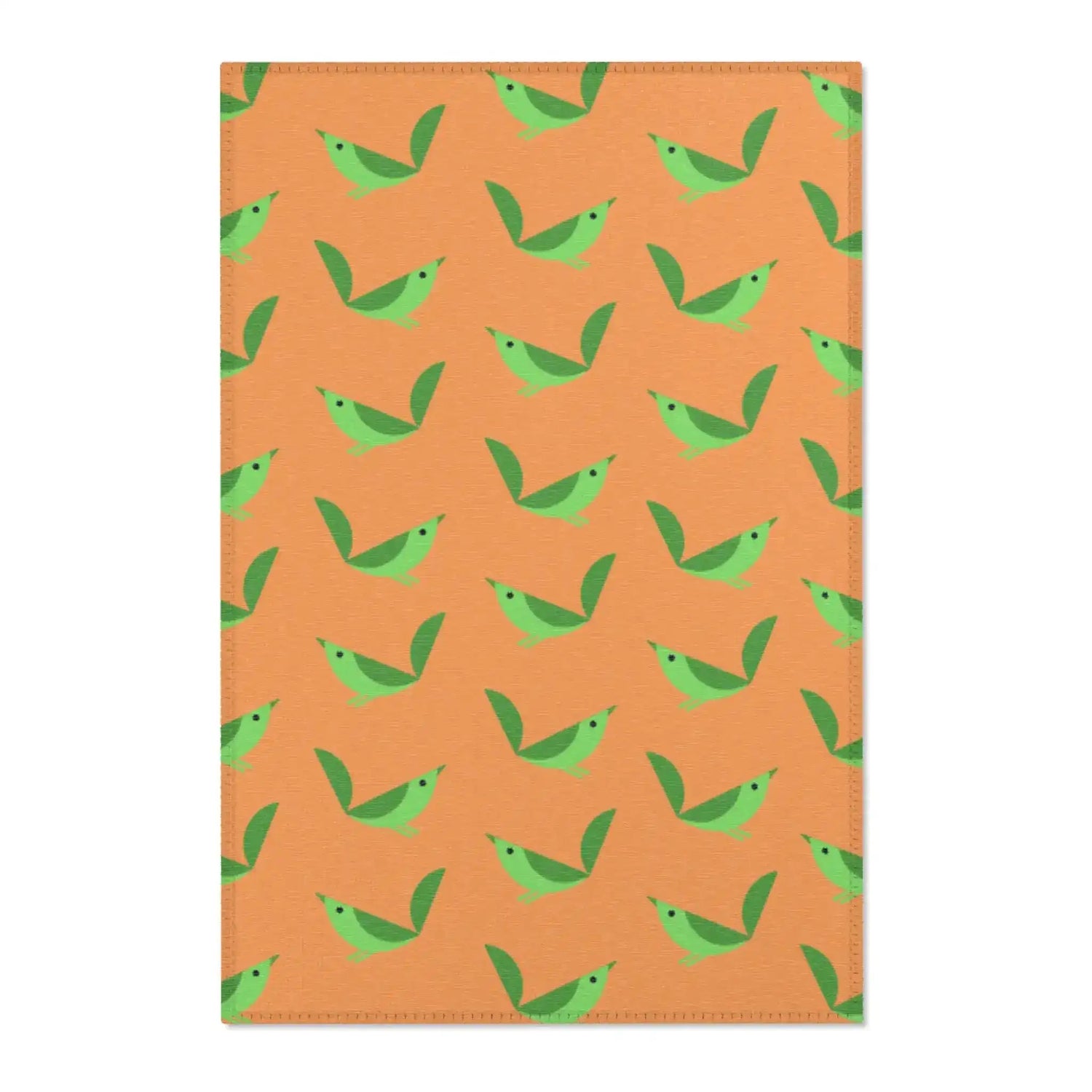 Whimsical Green Birds Accent Rug
