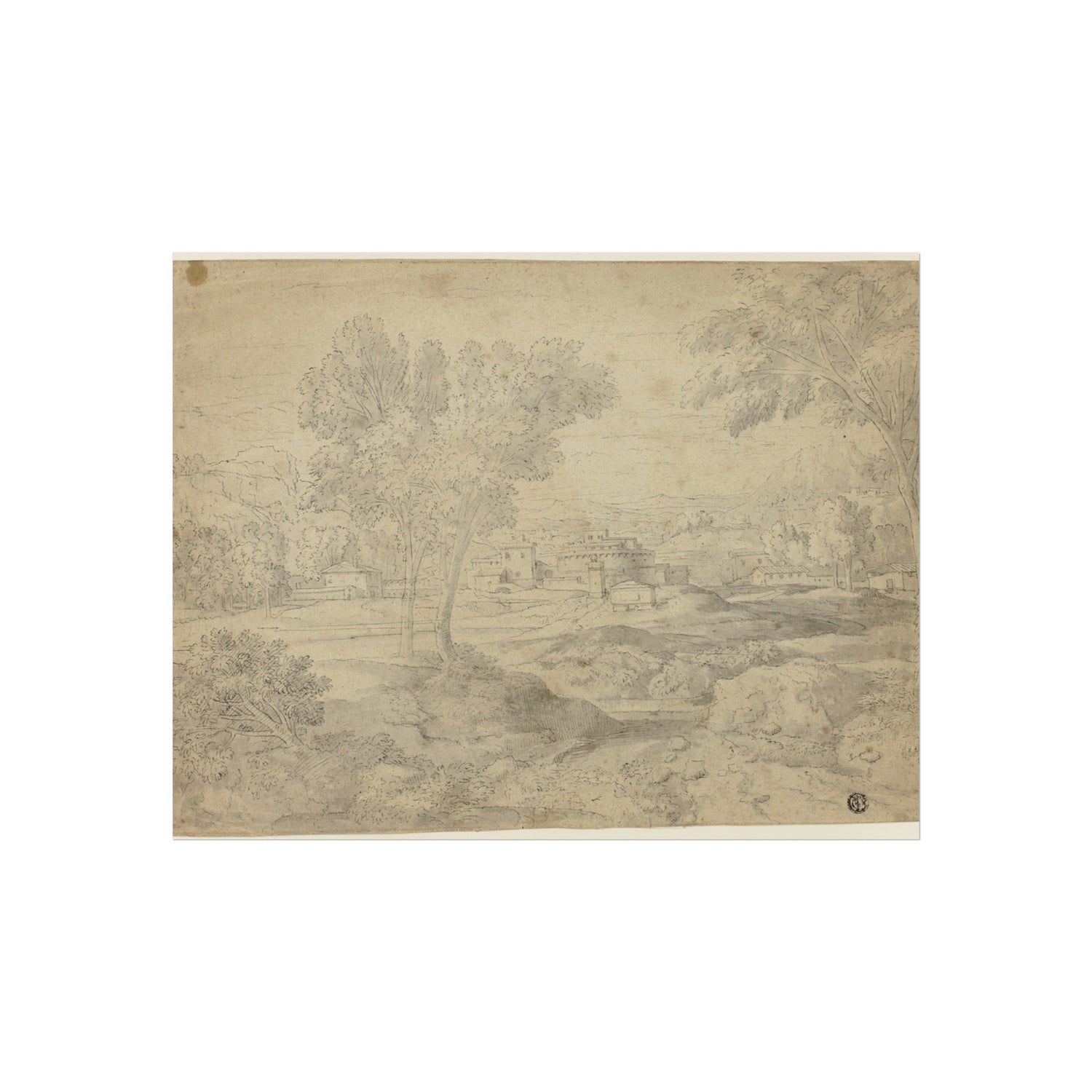 Italianate Landscape with Buildings - Nicolas Poussin Fine Art Poster