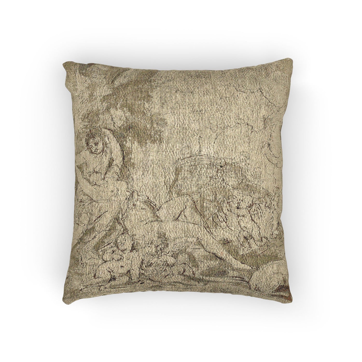 Nicolas Poussin - Figures, Chariot and Dog | Woven Pillow
