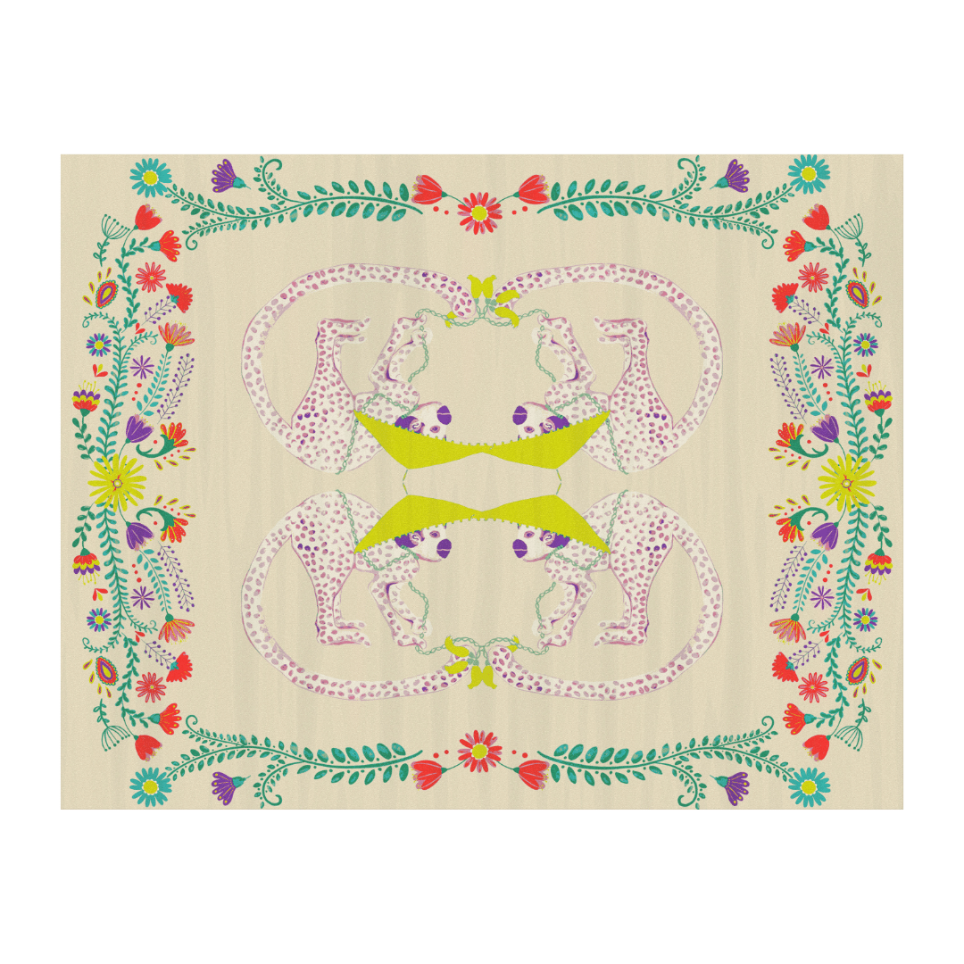 Four Monkeys in the Garden Hand Tufted Wool Rug - Sand