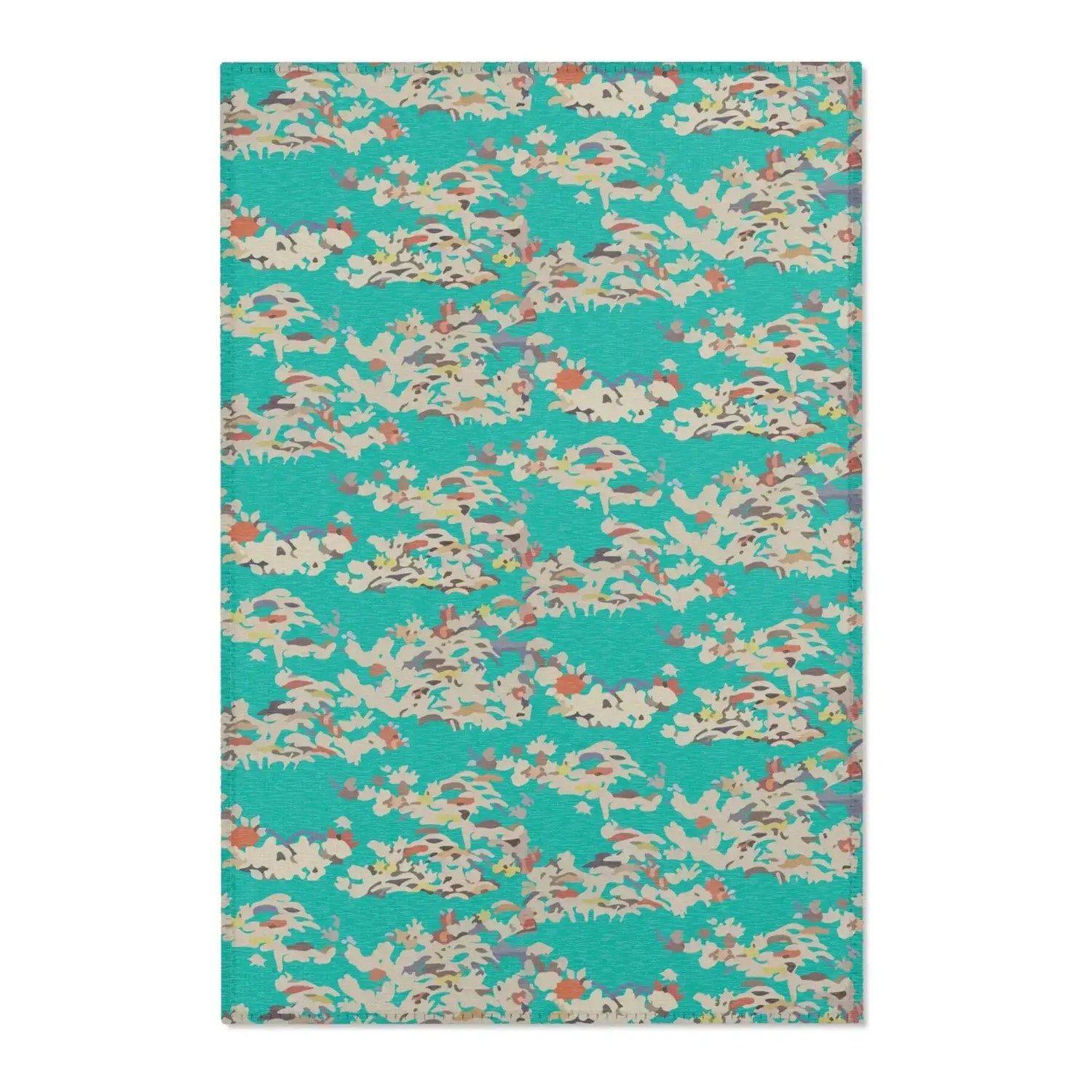 Teal Coral Reef Abstract Accent Rug