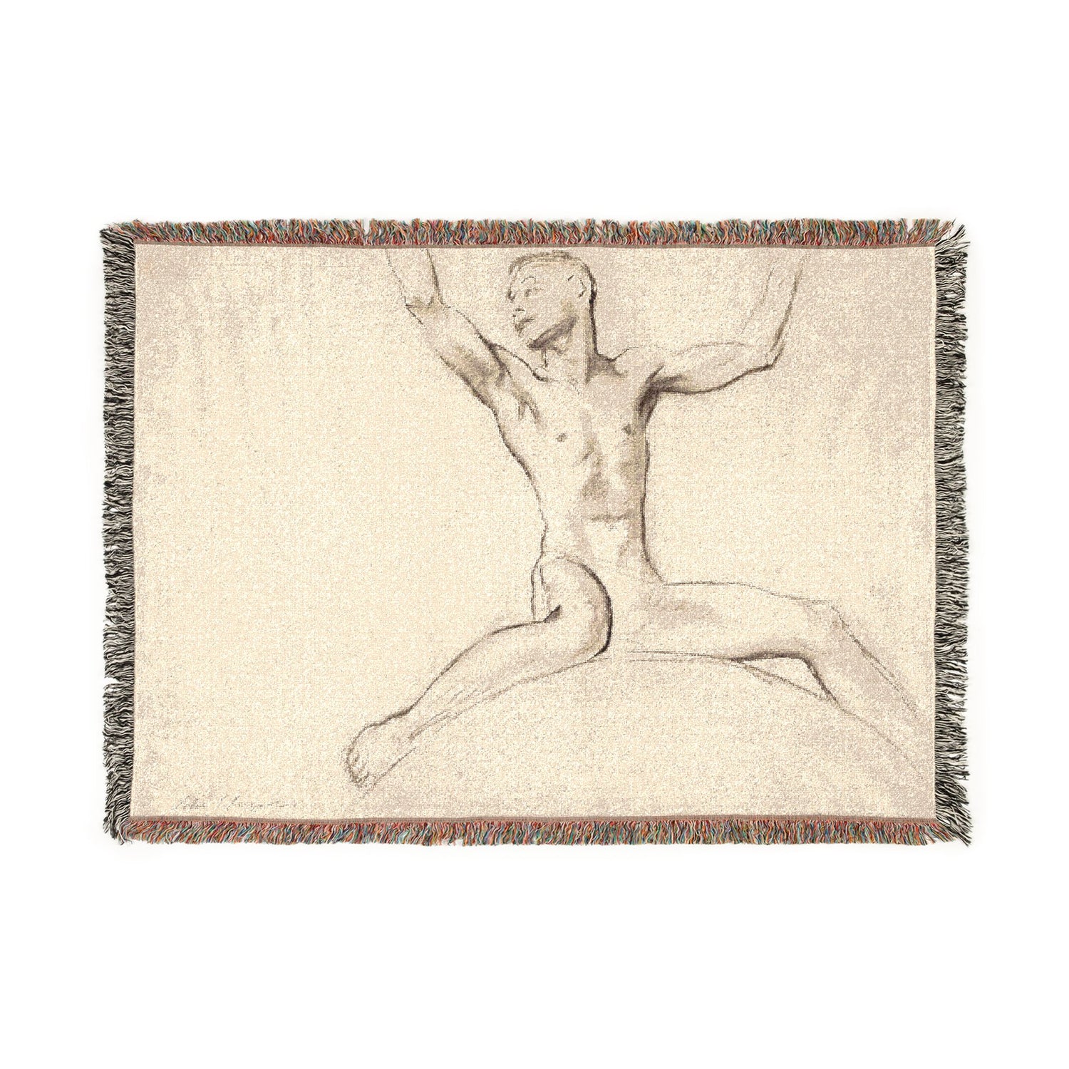 Seated Male Nude, Arms Uplifted - John Singer Sargent Tapestry Blanket