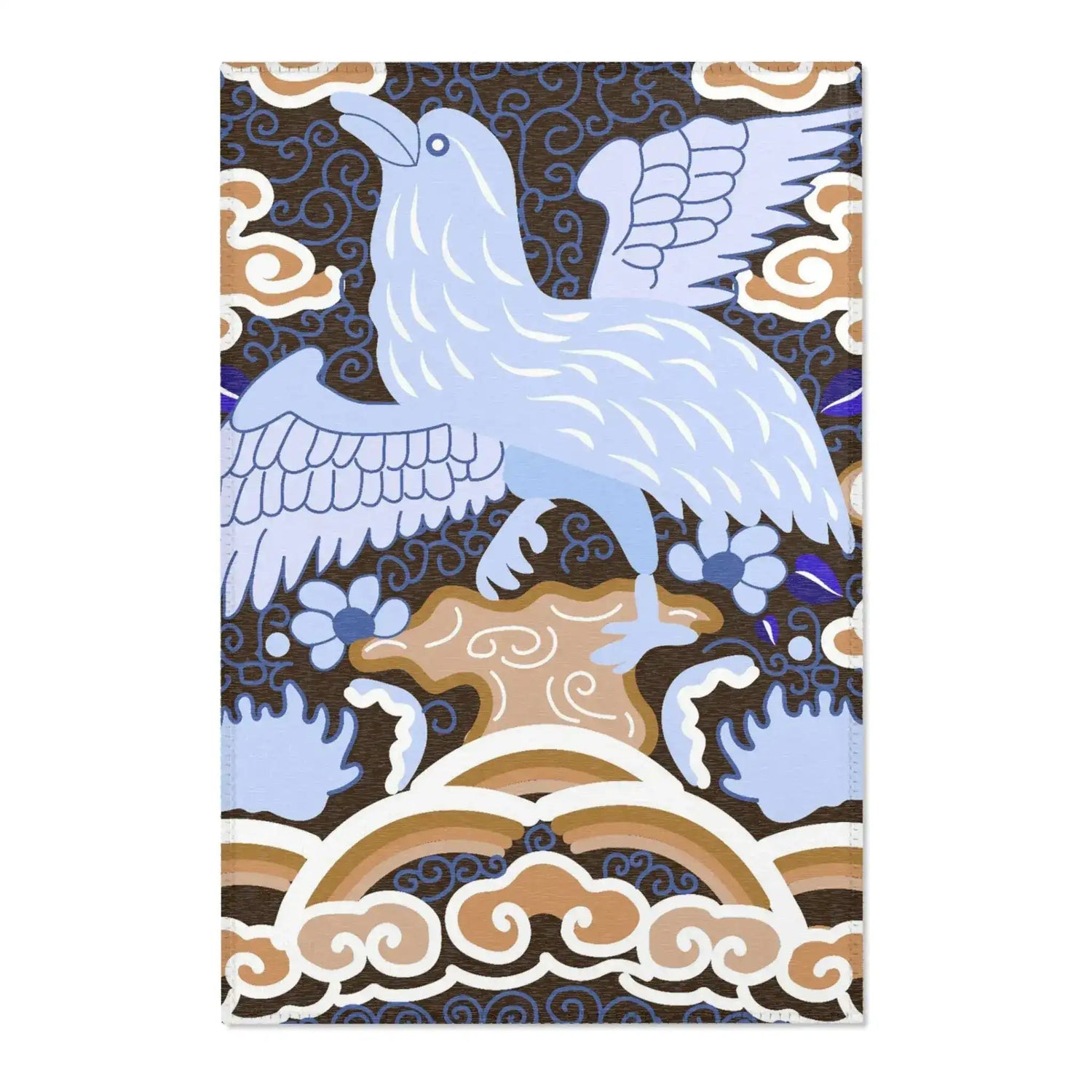 Sky Blue Phoenix with Golden Clouds Accent Rug