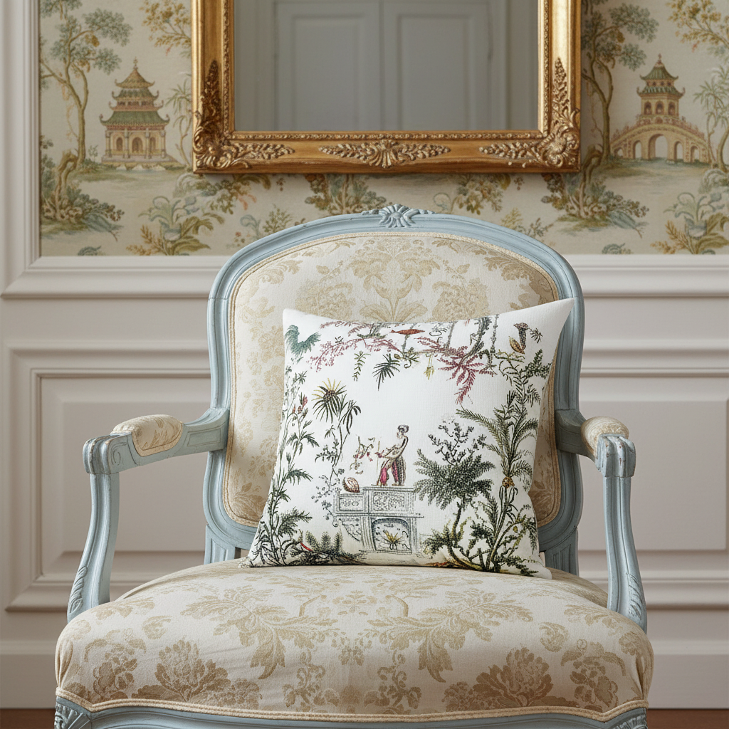 Antique Garden Tapestry Throw Pillow