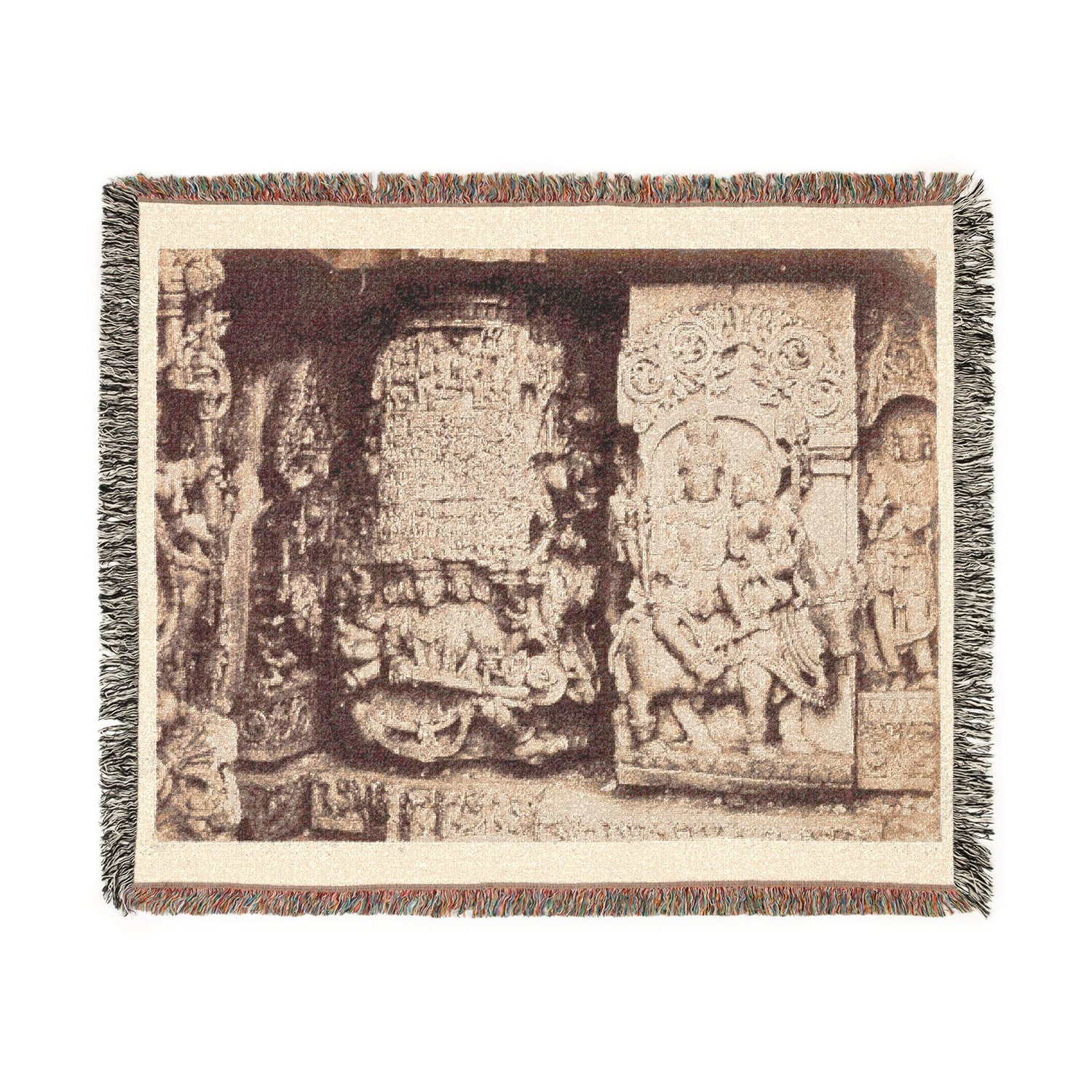 Hoyshaleshvara Temple Sculpture, Halebidu (Halebeedu) Woven Throw Blanket