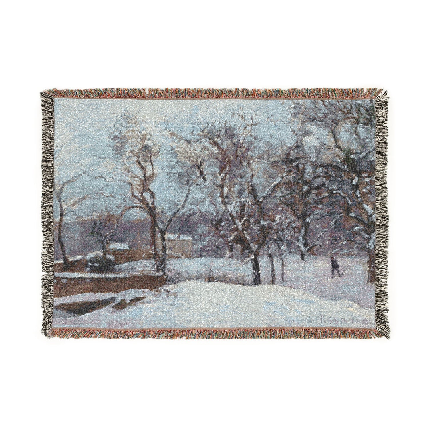 Snow at Louveciennes - Camille Pissarro Tapestry Blanket