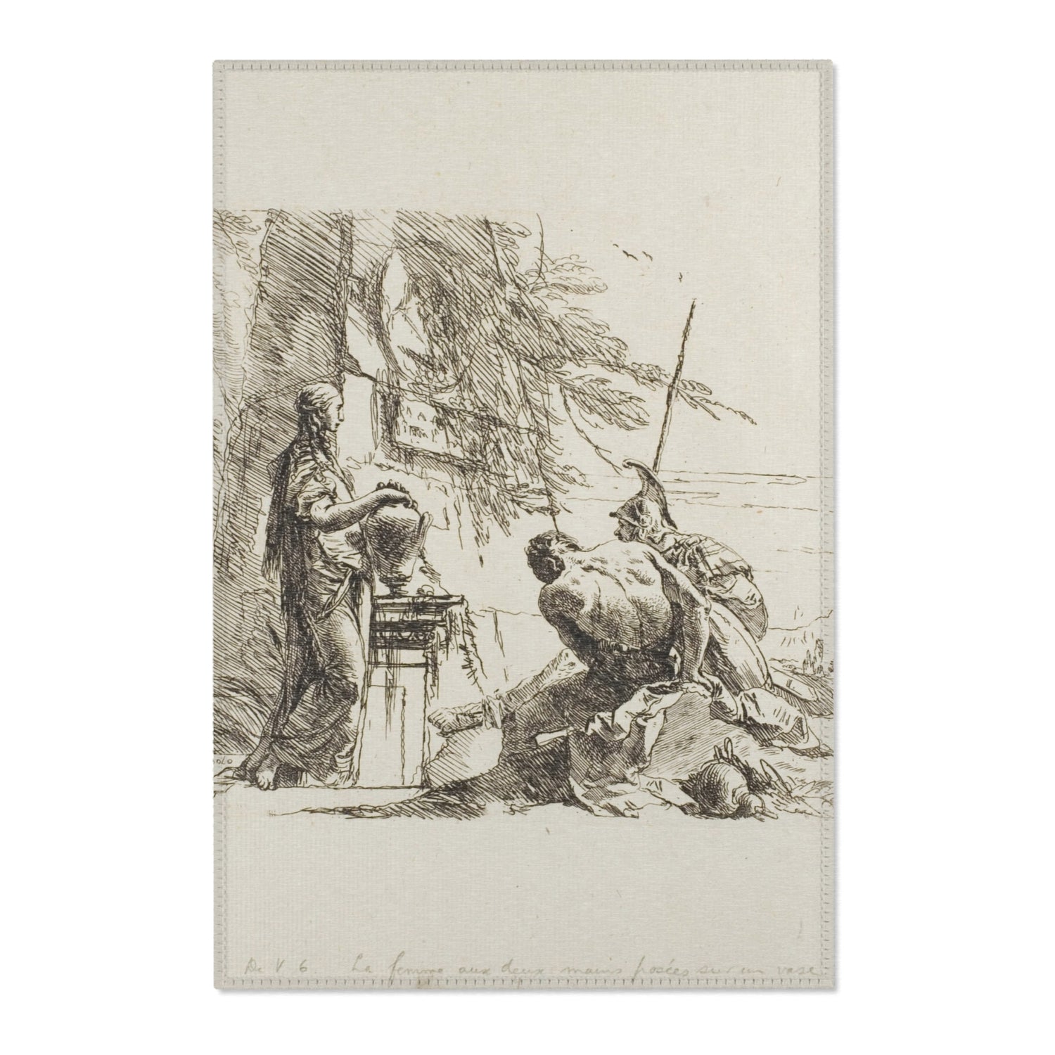 A Woman with Her Hands on a Vase - Giovanni Battista Tiepolo Area Rug