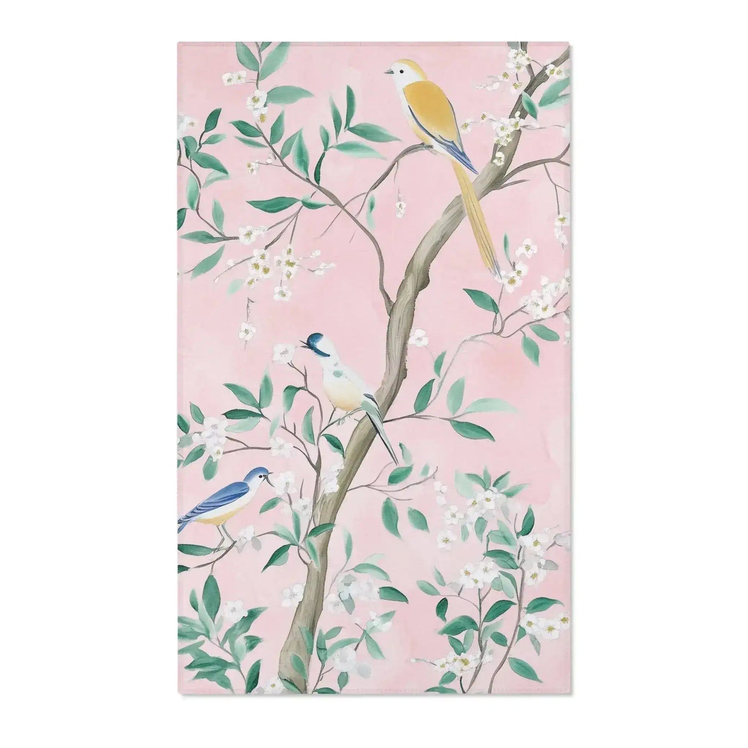 Pastel Birds on Blossom Branches Accent Rug