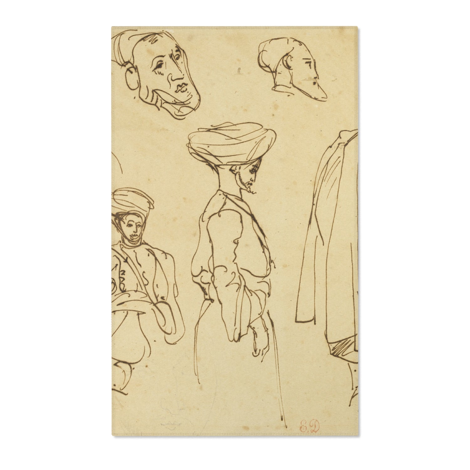 Sketches of Algerian Men - Eugène Delacroix Area Rug