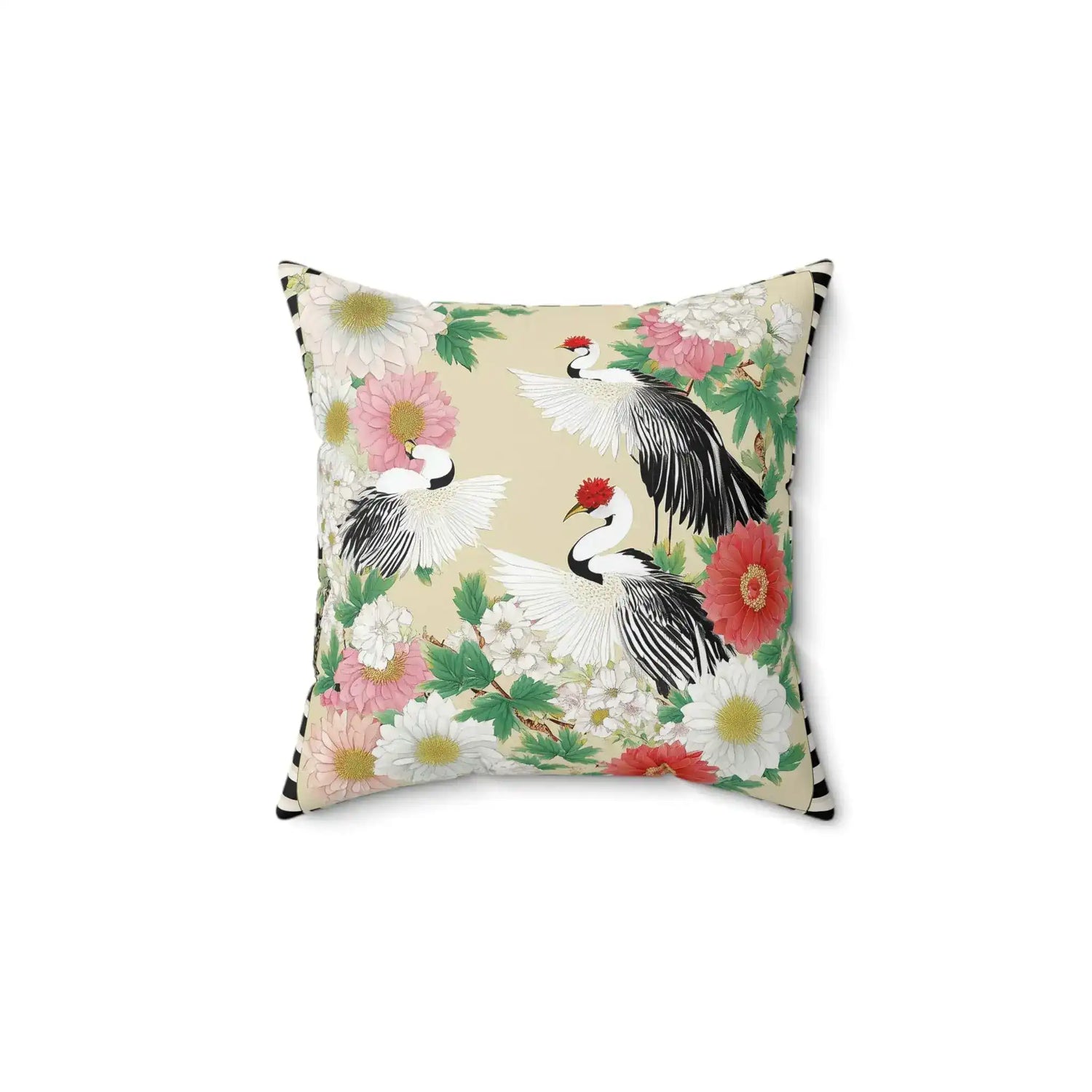 Elegant Crane Garden Throw Pillow