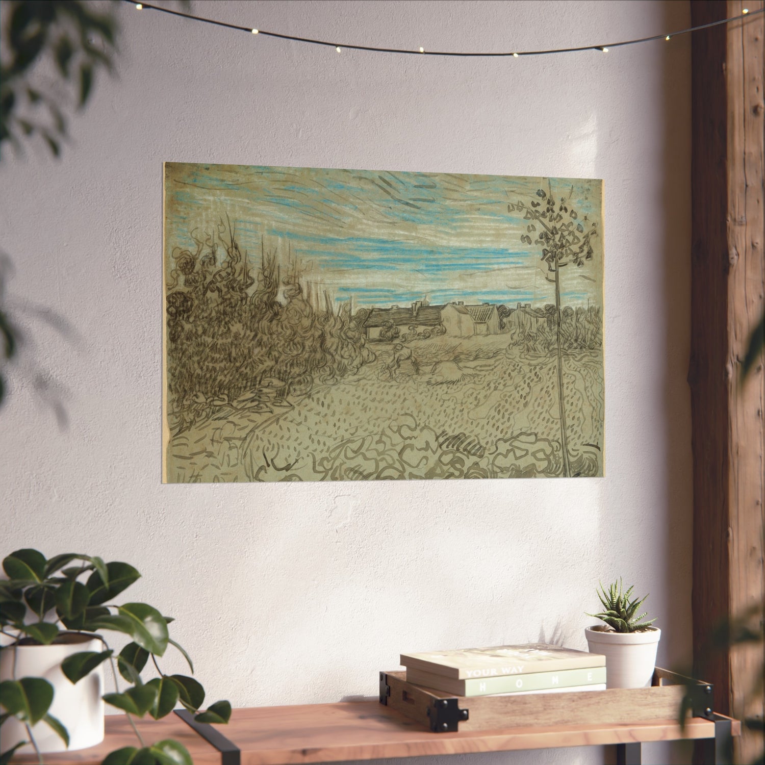 Cottages with a Woman Working in the Middle Ground - Vincent van Gogh Fine Art Poster