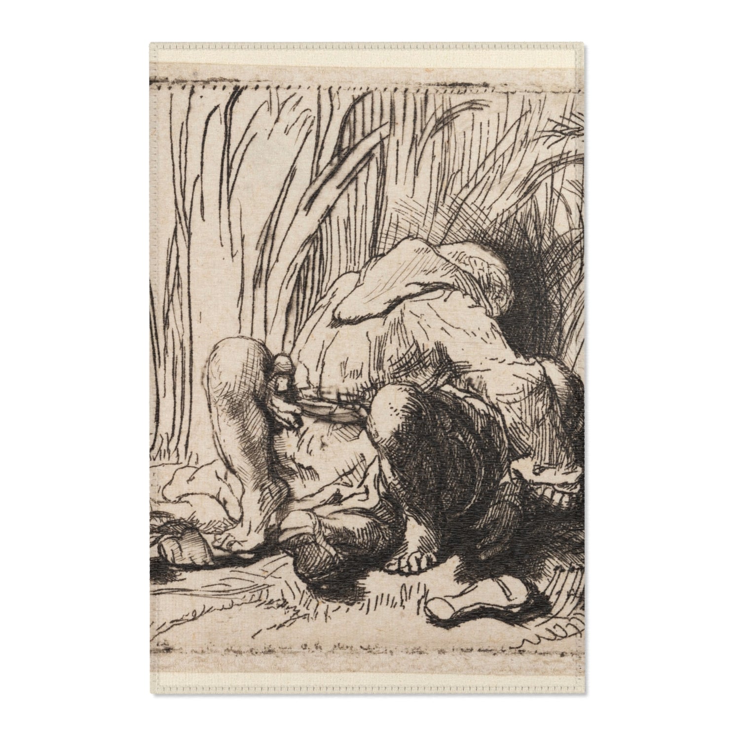 The Monk in the Cornfield - Rembrandt van Rijn Area Rug