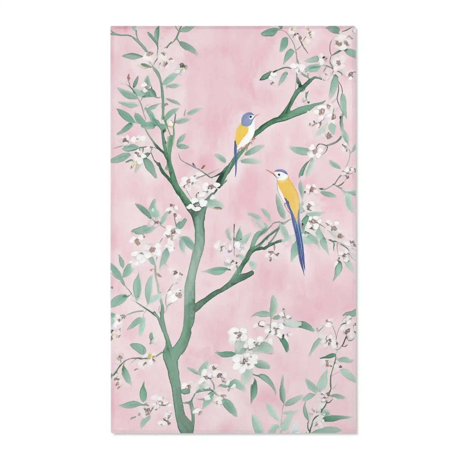 Pink Blossom Birds Accent Rug