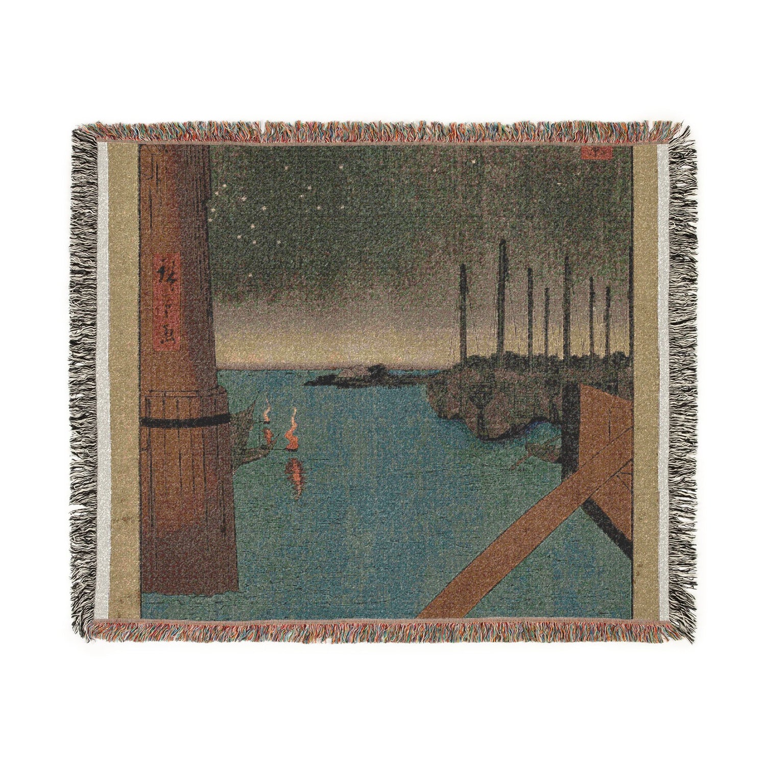 Tsukudajima from Eitai Bridge - Utagawa Hiroshige Tapestry Blanket