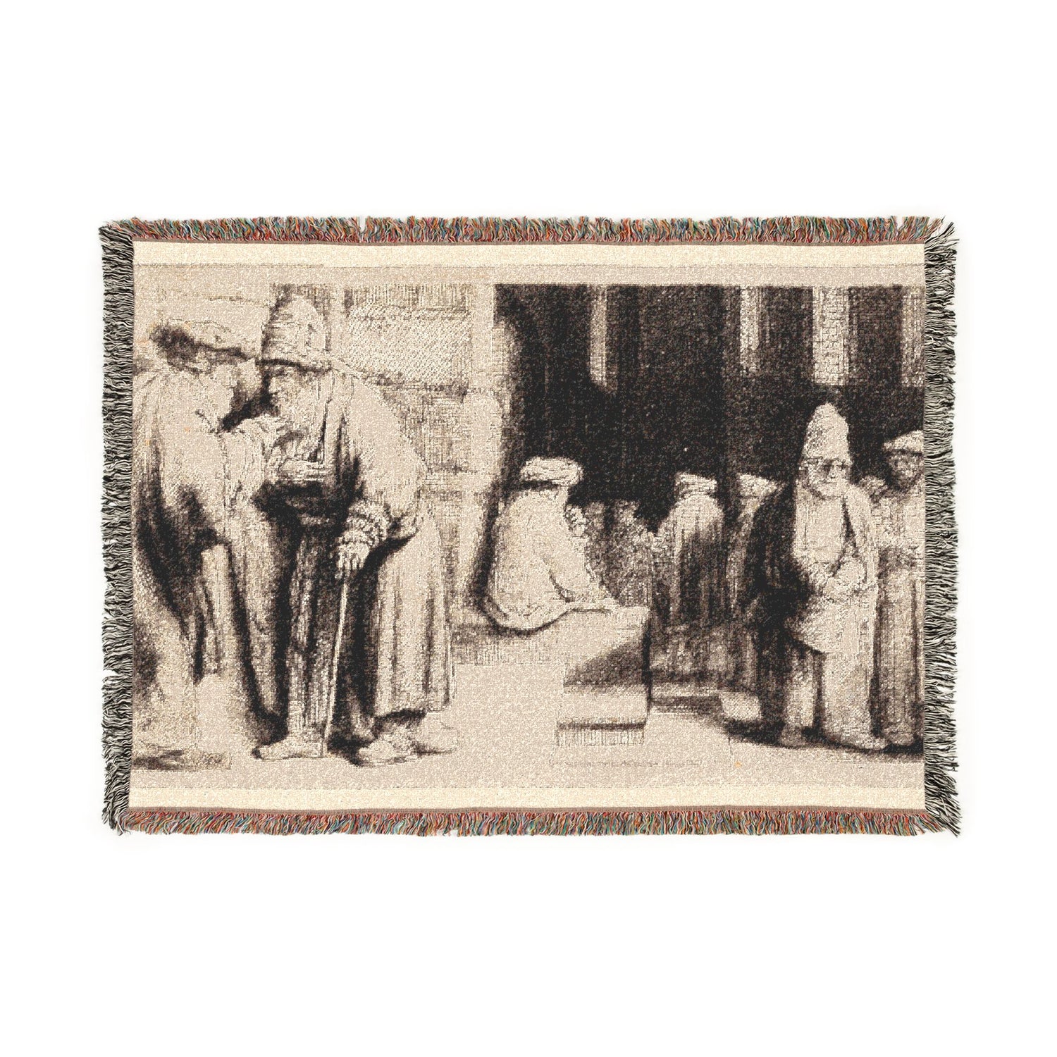 Jews in the Synagogue - Rembrandt van Rijn Tapestry Blanket