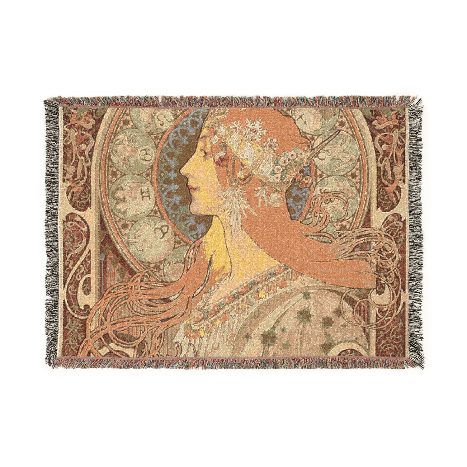 Zodiaque La Plume - Alphonse Mucha Tapestry Blanket