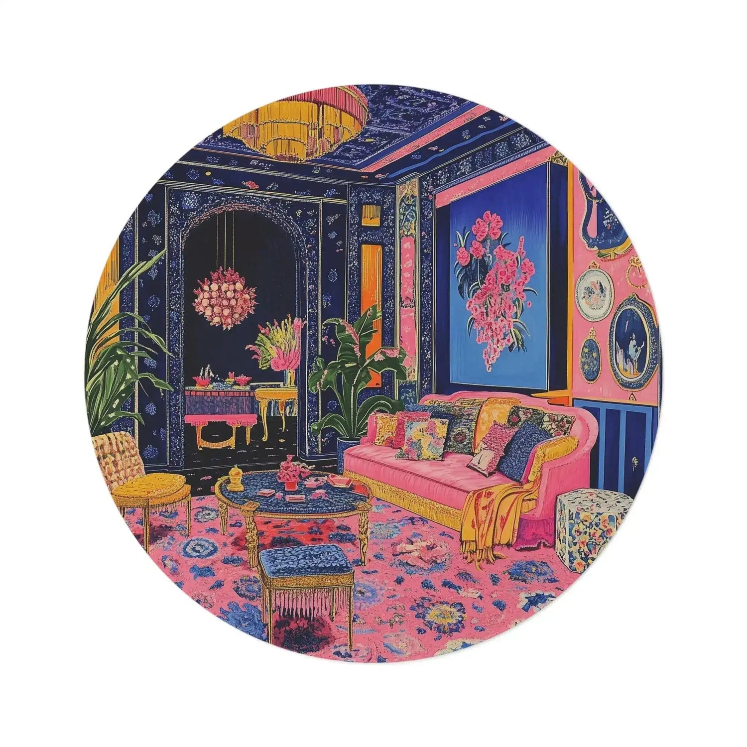 Electric Bloom Round Rug