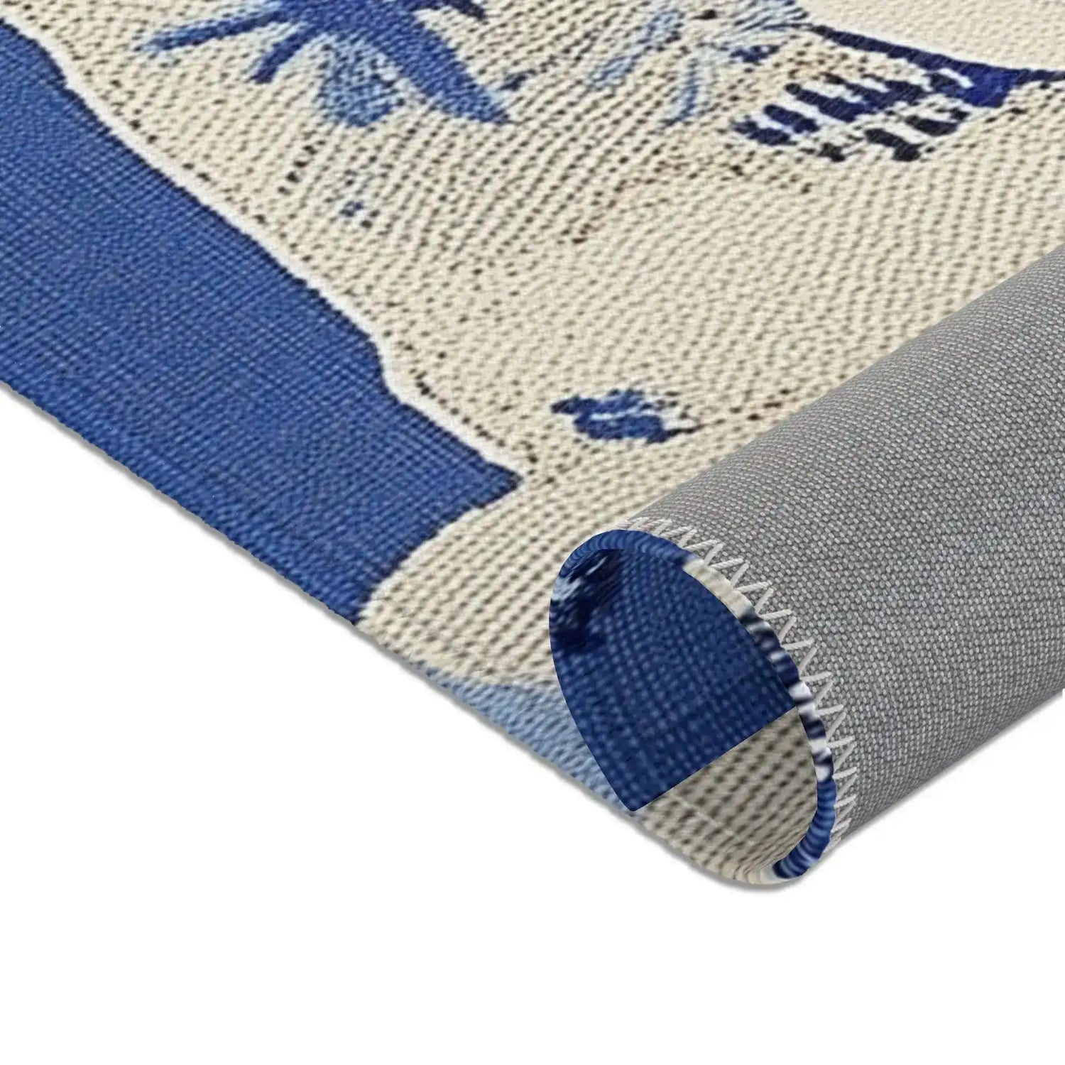 Blue Chinoiserie Monkey Accent Rug