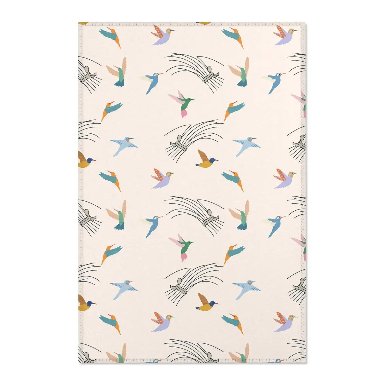 Colorful Hummingbirds on Peach Accent Rug