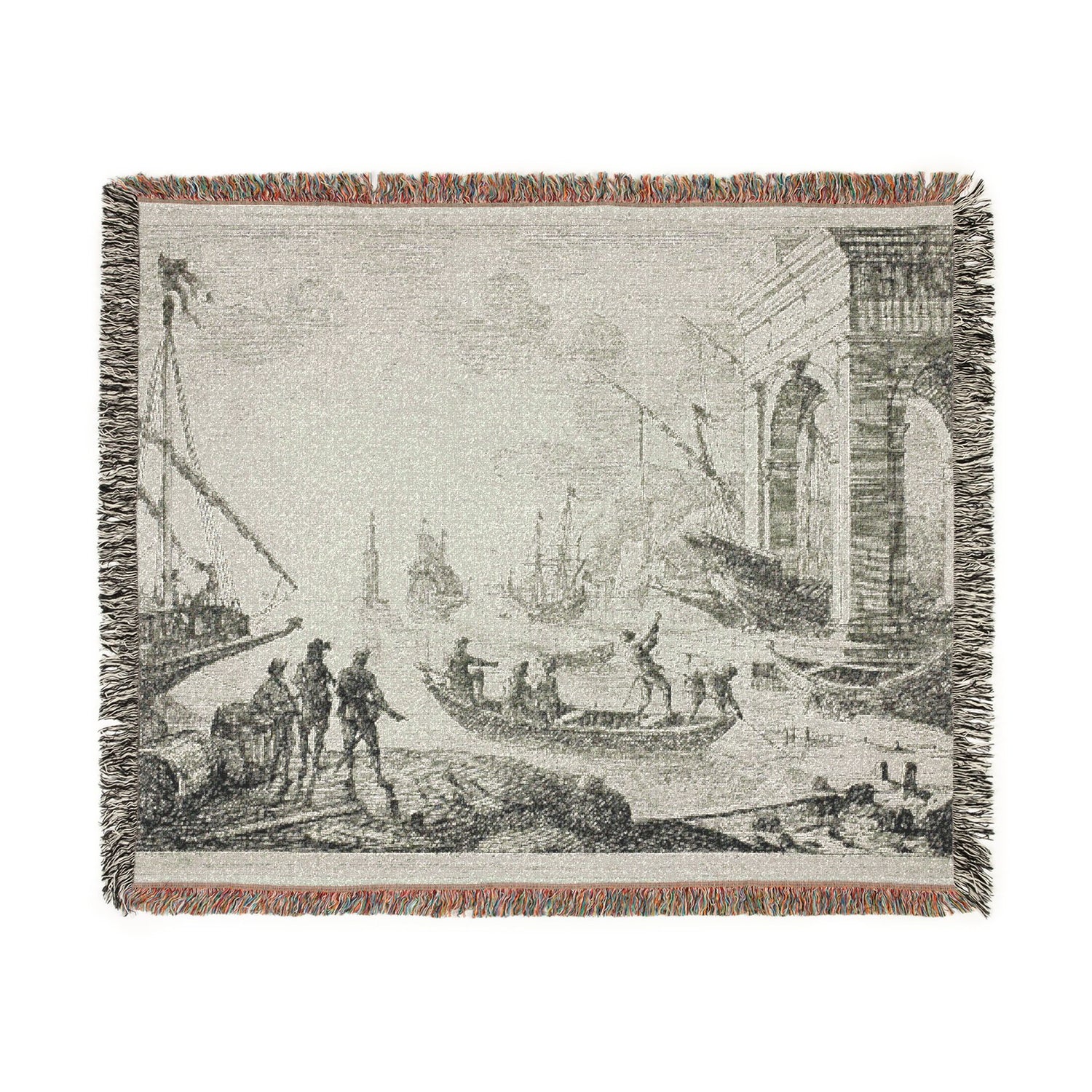Harbor Scene with a Lighthouse - Claude Lorrain Tapestry Blanket