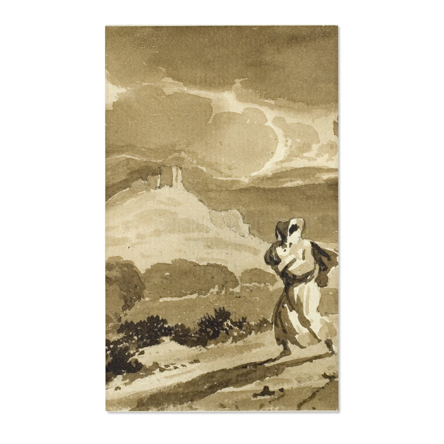 Woman with Baby Fleeing Across Moors - John Constable Area Rug